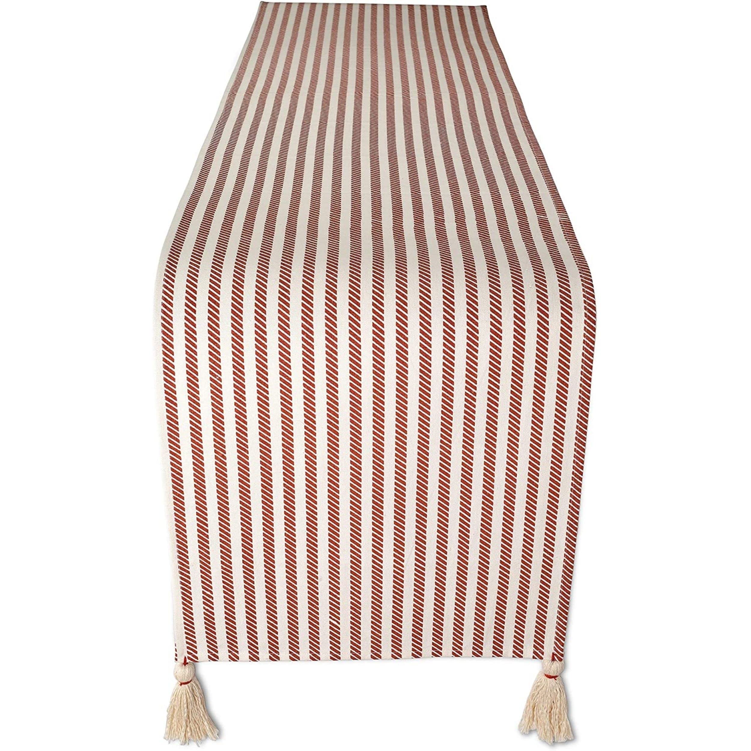 Folkulture Table Runner 72 Inches Long With Tassels For Home Dining Table, Farmhouse Style Table Decoration, 100% Cotton Runner