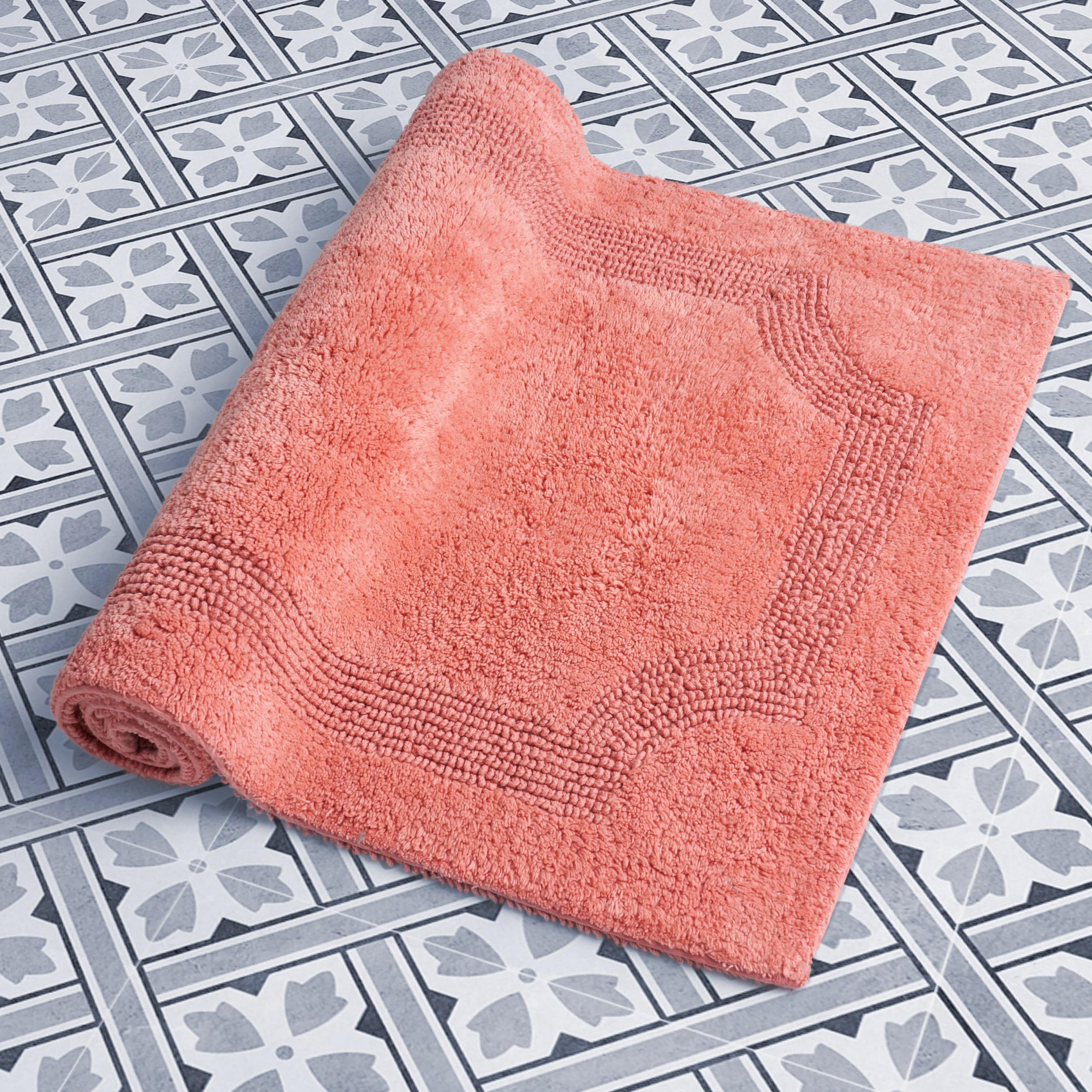 Laura Ashley Reversible Cotton 17 X 24 In. Bath Mat, Coral