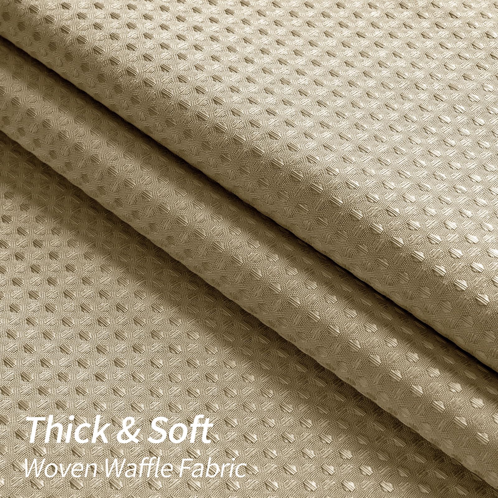 MitoVilla Beige Waffle Shower Curtain with Snap-in Liner  Modern Waffle Weave Fabric Shower Curtain for Luxury Hotel & Spa Bathroom Decor  72 x 72  Beige/Khaki