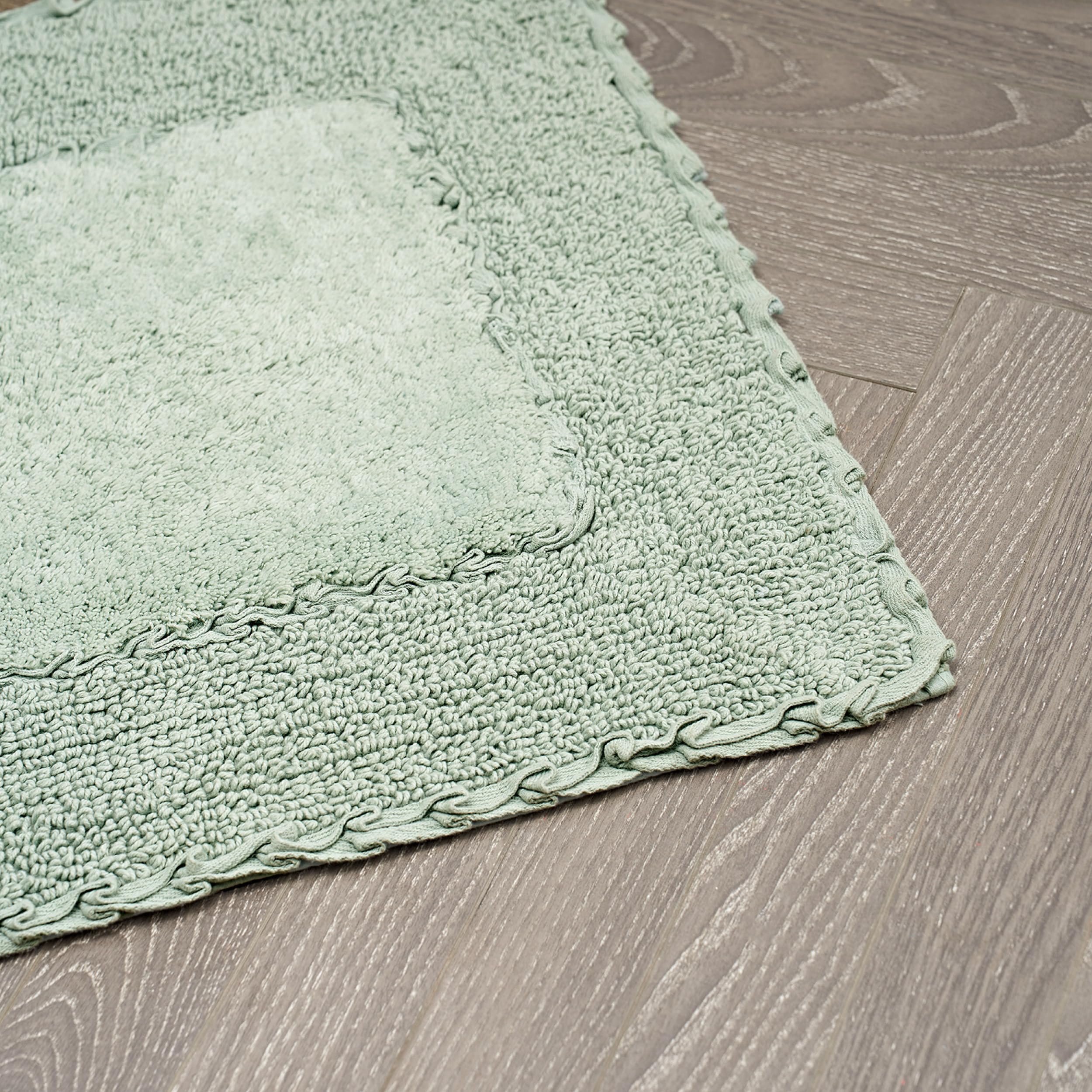Laura Ashley Ruffle Border 100% Cotton Bath Rug, Sage Green, 17''X 24''