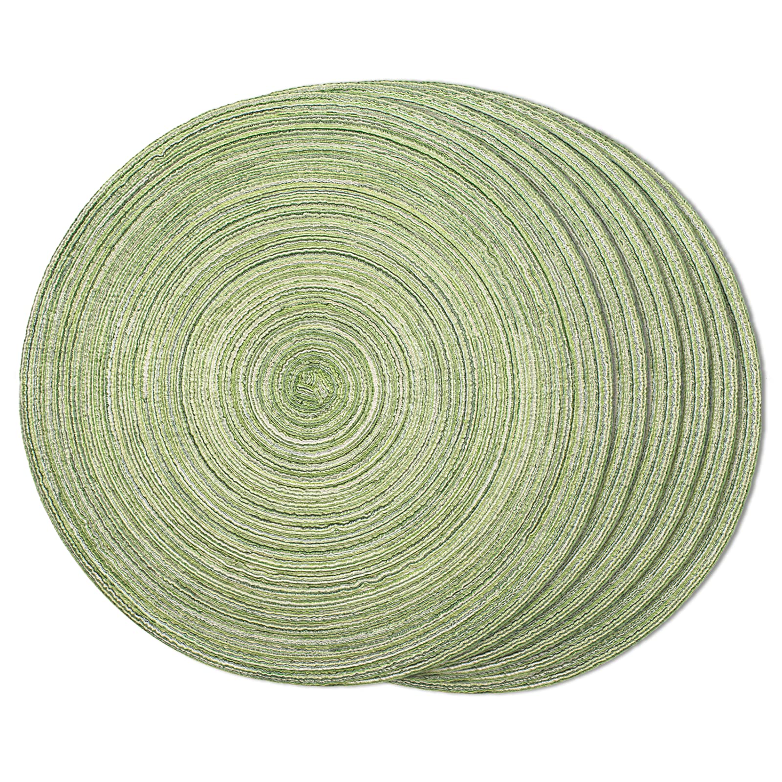 Funwheat Round Braided Placemats Set Of 6 Place Mats For Dining Tables Woven Heat Resistant Table Mats 15 Inch (Light Green)