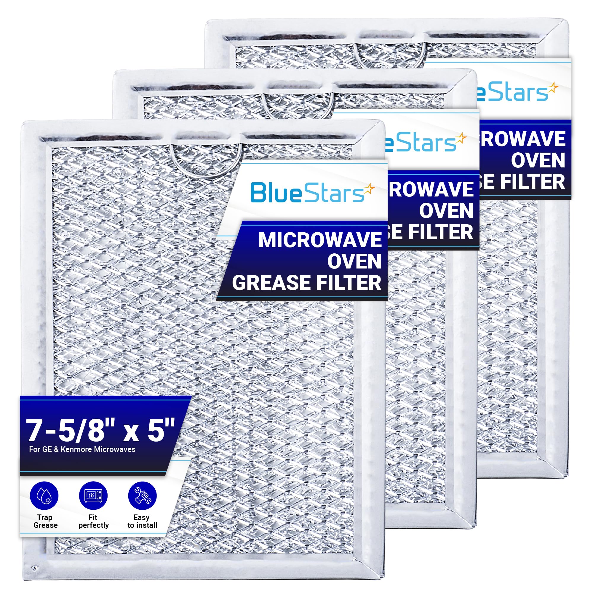 Bluestars 3-Pack Wb06X10309 Microwave Grease Filter Replacement 7.64    X 5.12    For Ge Wb06X10359 Wb06X10654 Lg 5230W1A012A 52