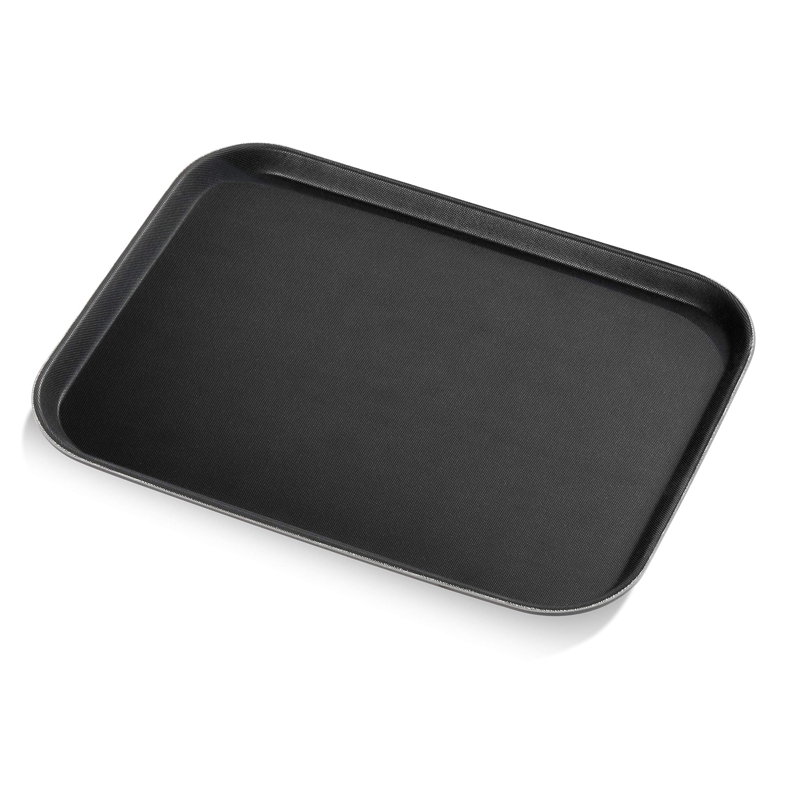 New Star Foodservice 24975 Restaurant Grade Non-Slip Tray, Plastic, Rubber Lined, Rectangular, 12-Inch X 16-Inch, Black
