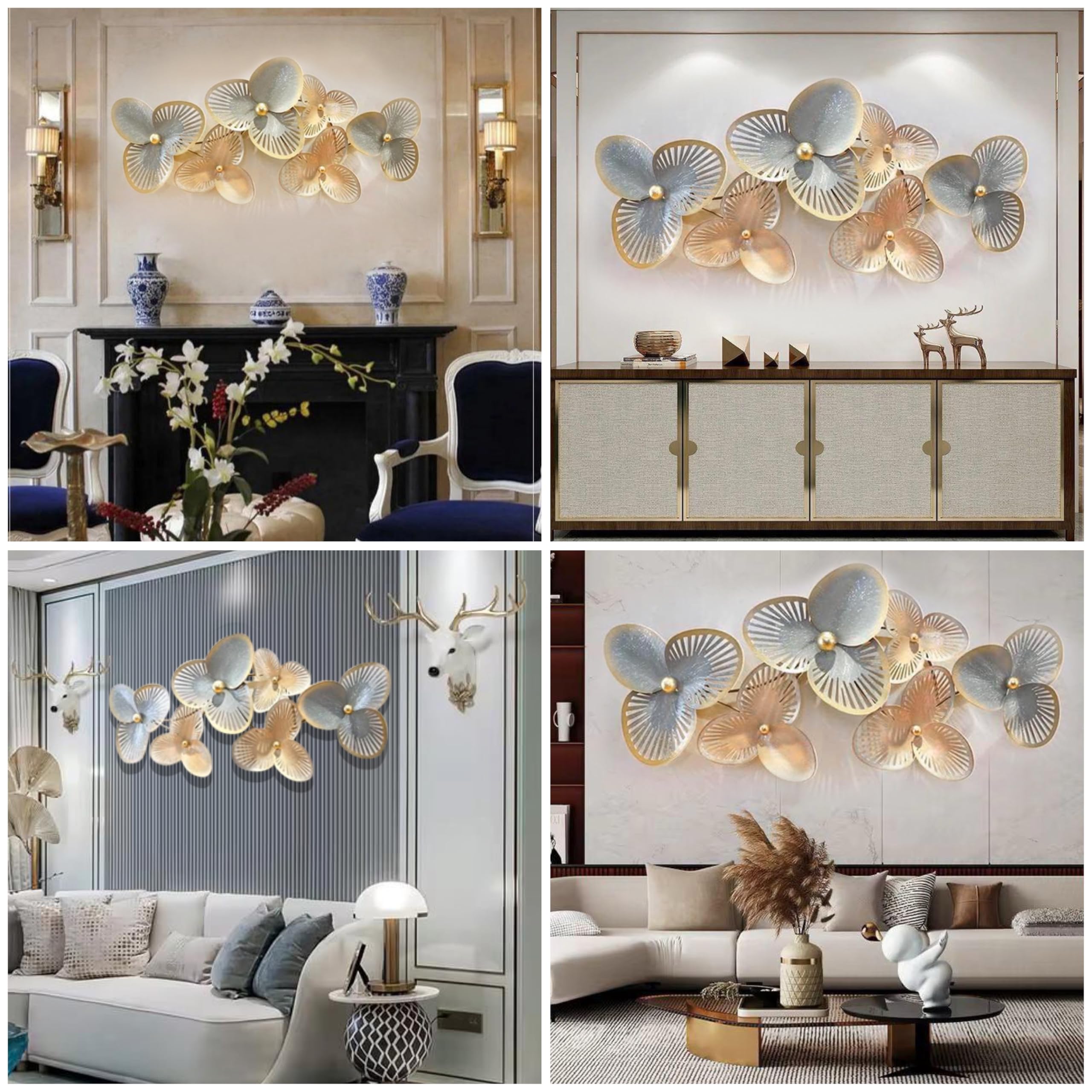 Zove Metal Clover Leaf Wall Decoration | 3D Home Wall Decor | Elegant Design Decorative Wall Hanging Sculpture For Living Room,