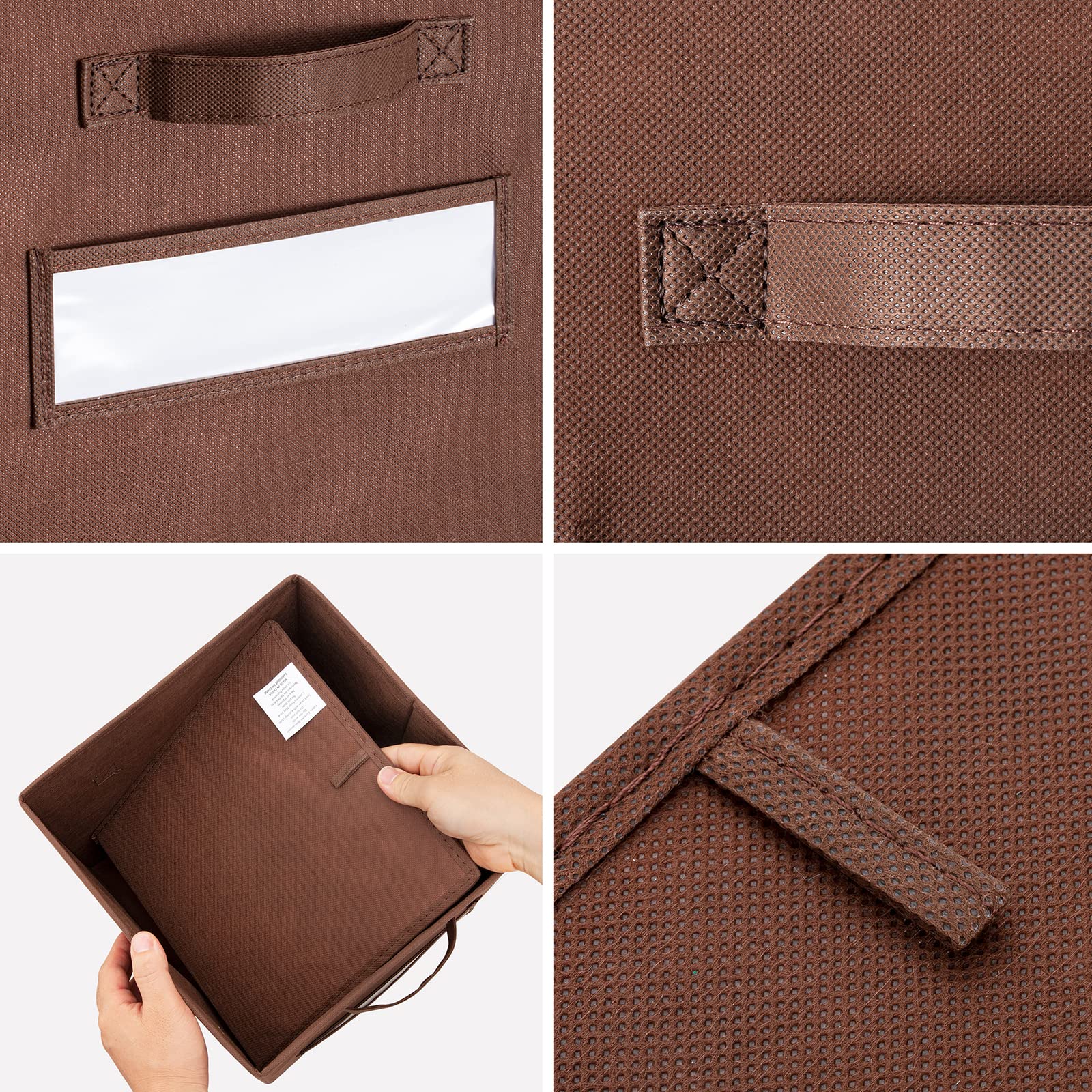 Artsdi Set Of 10 Storage Cubes,Foldable Fabric Cube Storage Bins With 10 Labels Window Cards & A Pen,Baskets Containers For Shel