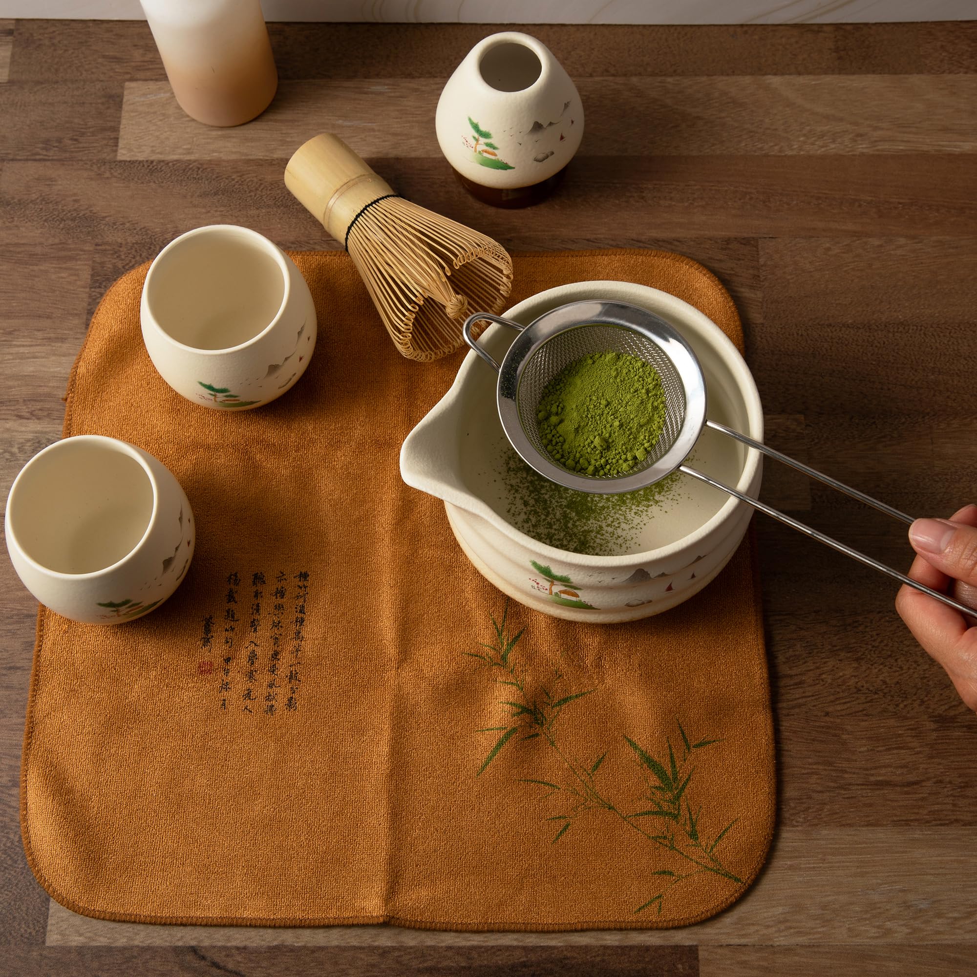Marce Matcha Whisk Set- Matcha Set Includes Matcha Whisk And Bowl (Matcha Bowl With Spout), Matcha Sifter, Matcha Whisk Holder A