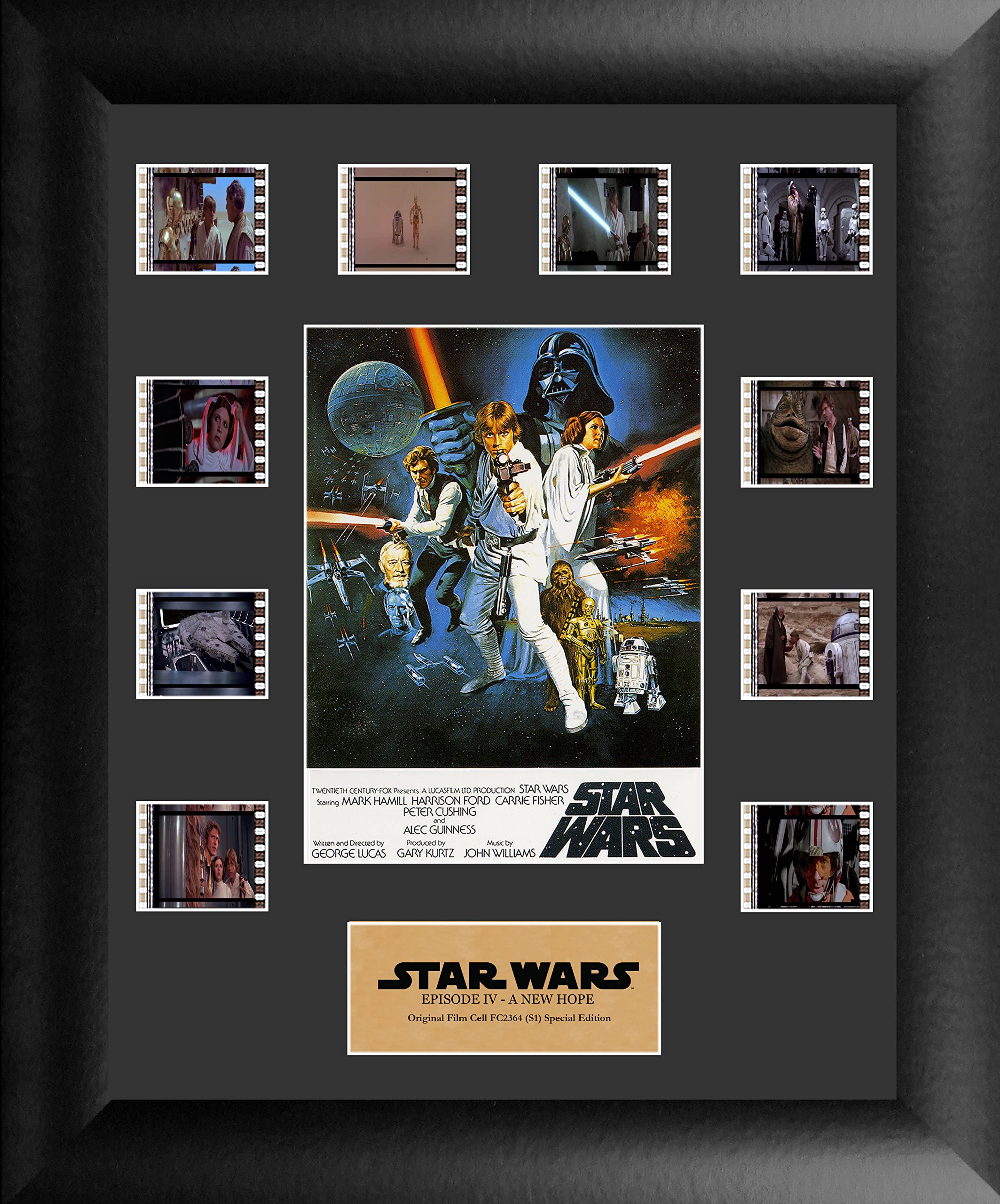 Filmcells Star Wars Episode Iv A New Hope 11 X 13 Mini Montage Framed Movie Presentation - Ten (10) 35 Mm Film Cells - Special E
