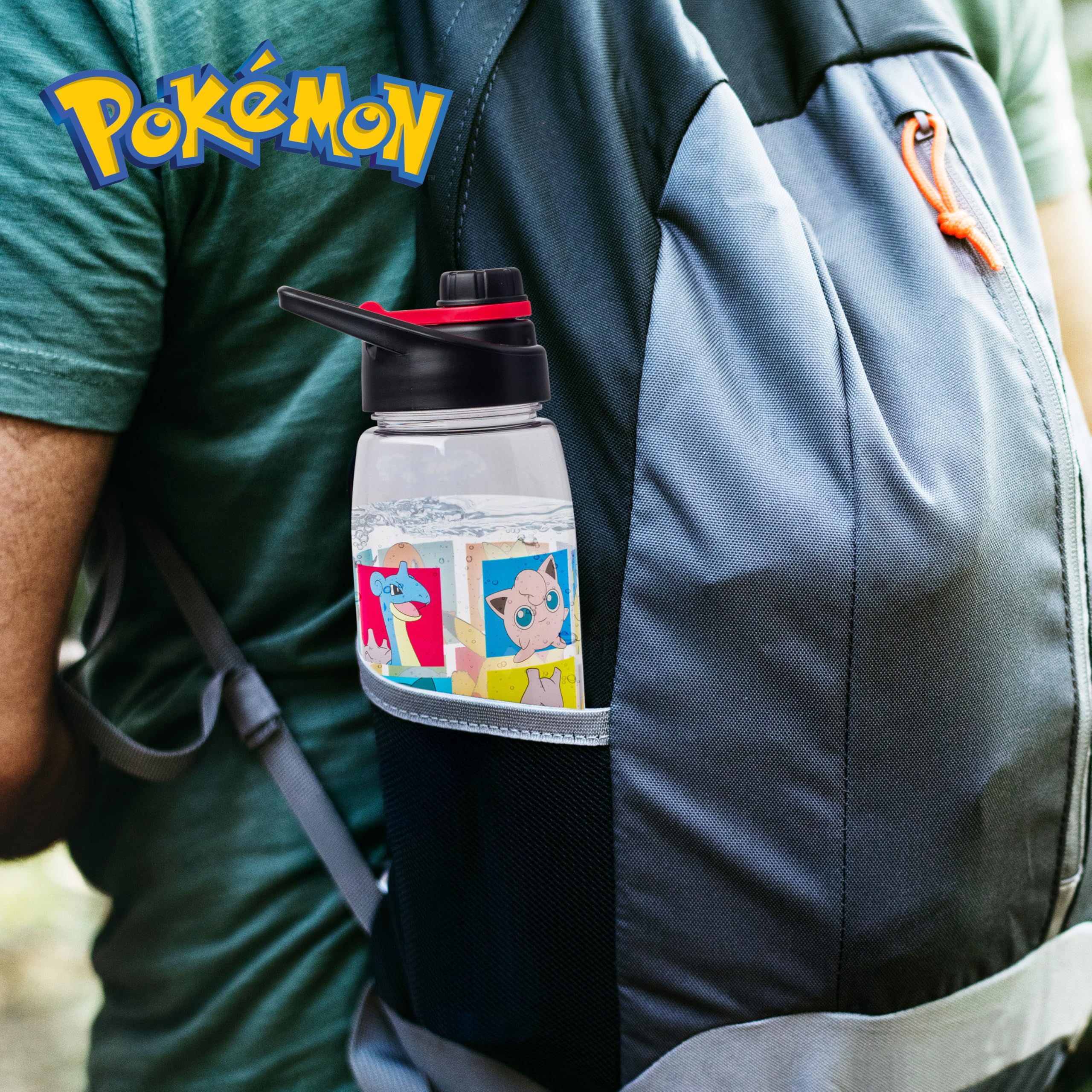 Silver Buffalo Pokemon Grid Color Blocks Water Bottle With Screw Lid  28 Ounces