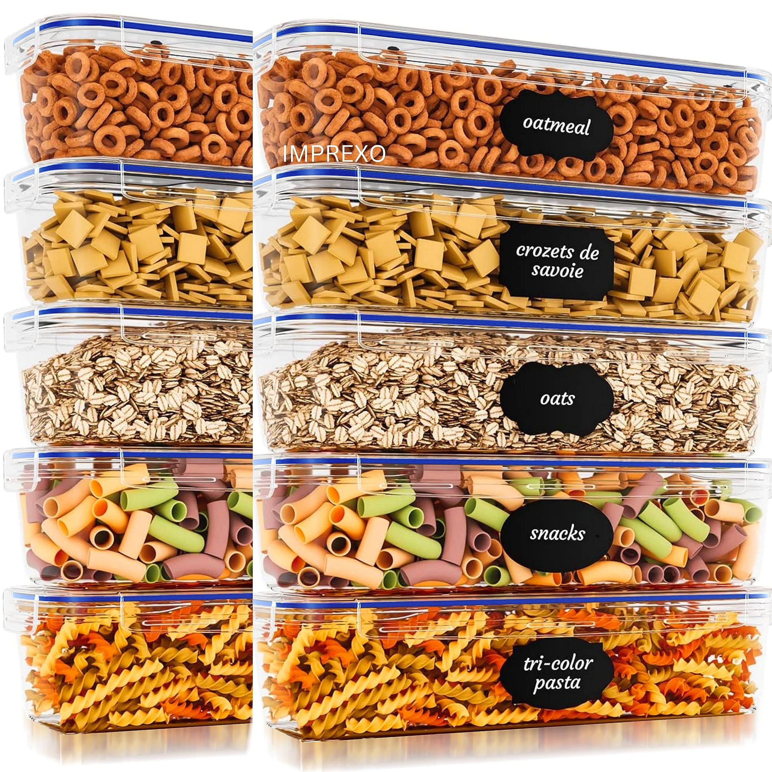 Imprexo Airtight Plastic Containers For Kitchen Storage Containers For Kitchen Airtight Kitchen Containers Set Set Of 10, Transp