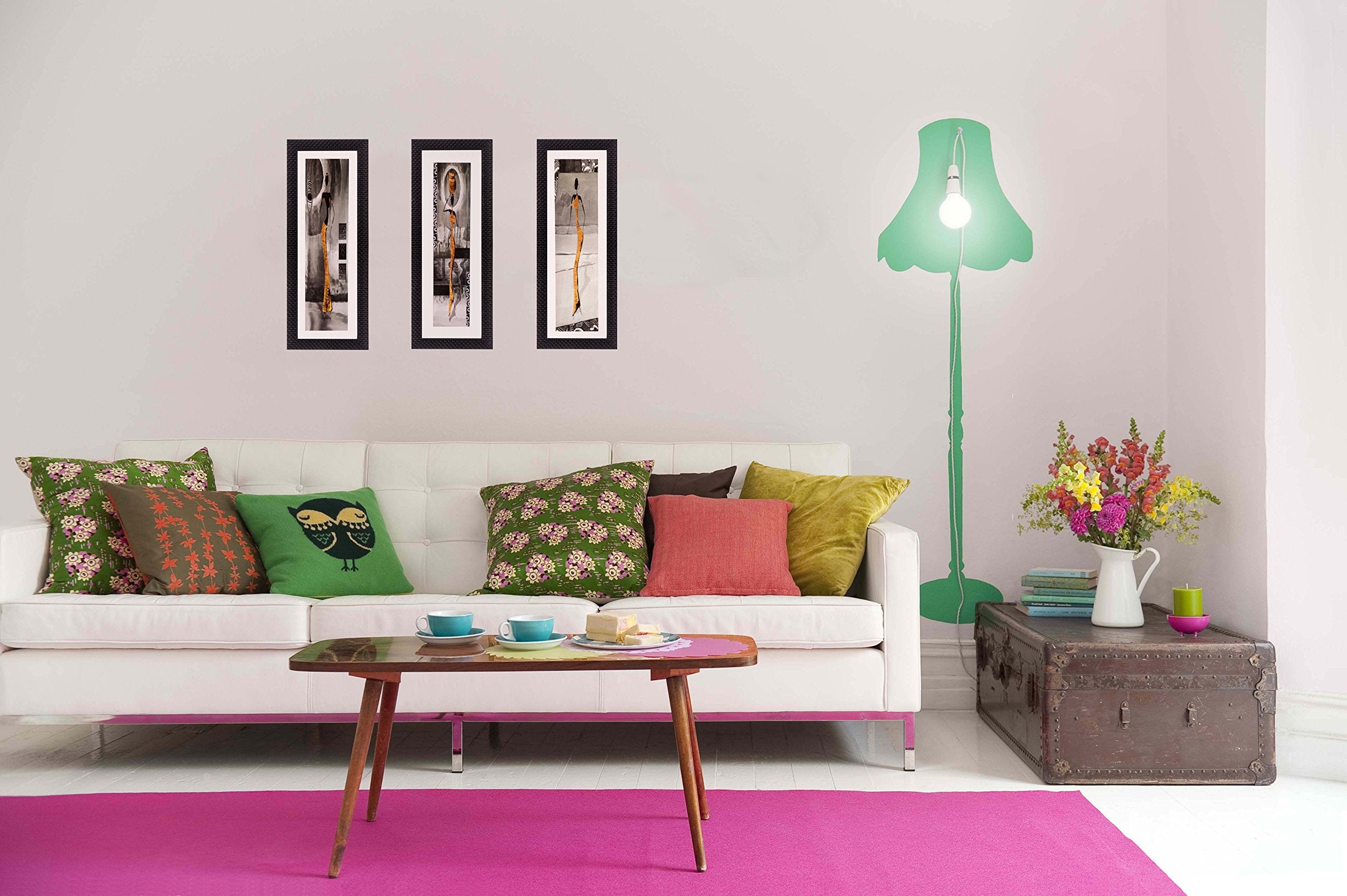 Ecraftindia Satin Matt Textured Synthetic Wood Art Painting (18 Cm X 41 Cm, Set Of 3, C3Fpb2107)