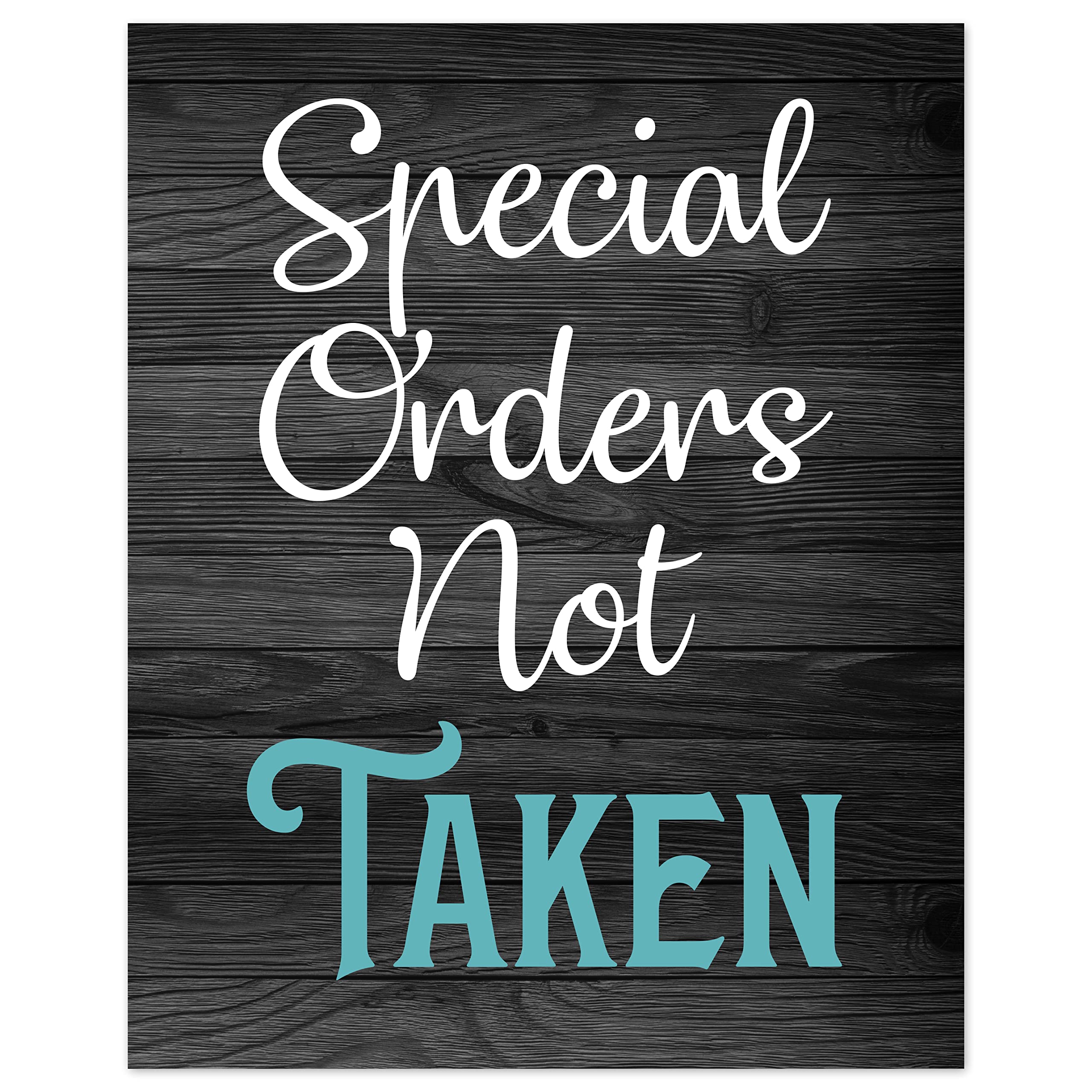 Turquoise Teal Blue and Black Woodgrain Retro Vintage Inspirational Rules Wall Art for Dining Room Kitchen Cafe and Restaurant Decor Prints Posters Signs Sets Home Decorations Funny Sayings Quotes No