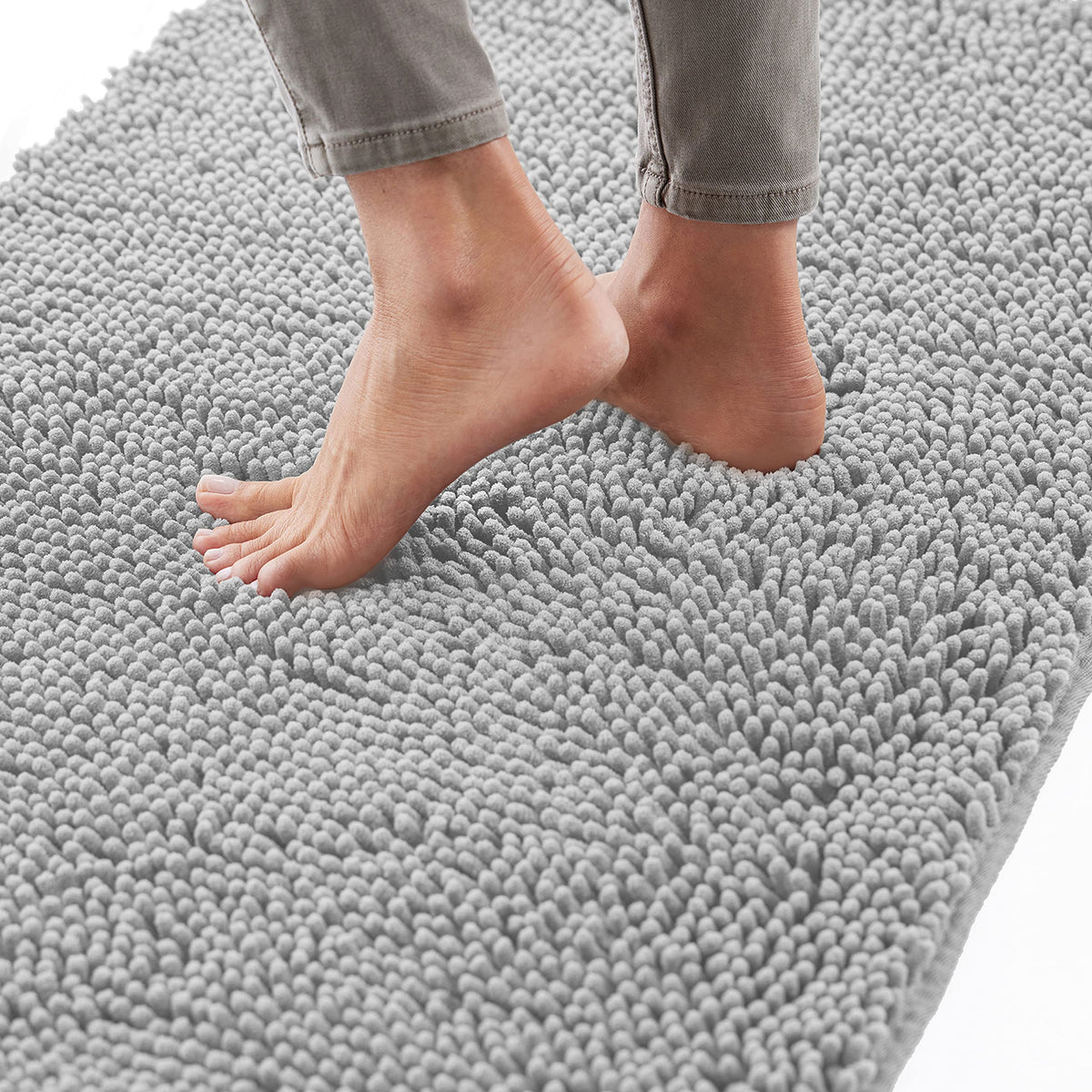 Gorilla Grip Bath Rug, 30X20, Thick Soft Absorbent Chenille Rubber Backing Bathroom Rugs, Microfiber Dries Quickly, Shaggy Machi