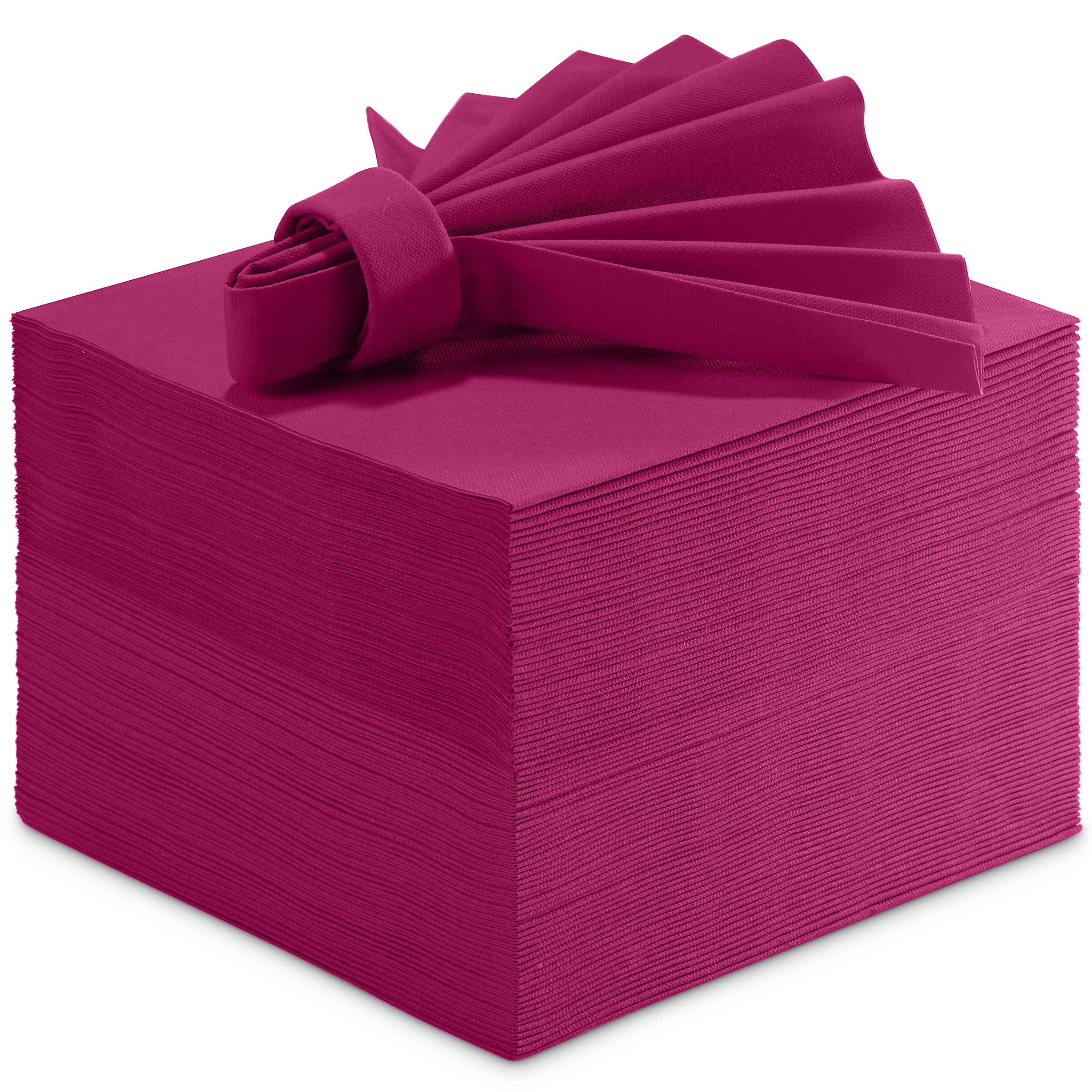 Linen-Feel Colored Paper Napkins - Decortive Cloth-Like Fuchsia Luncheon Napkins - Soft And Absorbent. For Kitchen, Party, Weddi