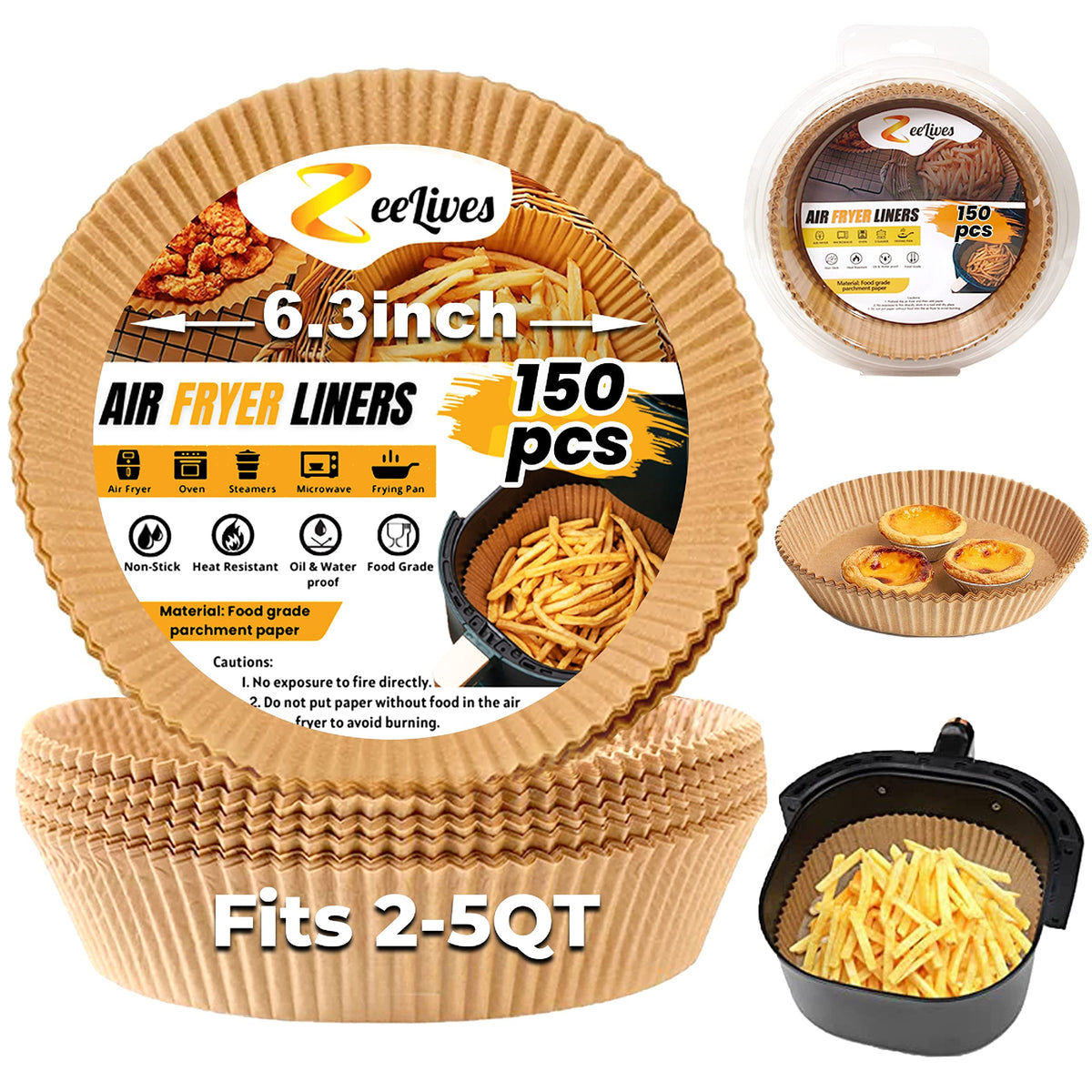 Air Fryer Liners For Ninja (Fits 2-5 Qt) - 150 Pcs Air Fryer Disposable Paper Liner, Airfryer Paper Liners Disposable