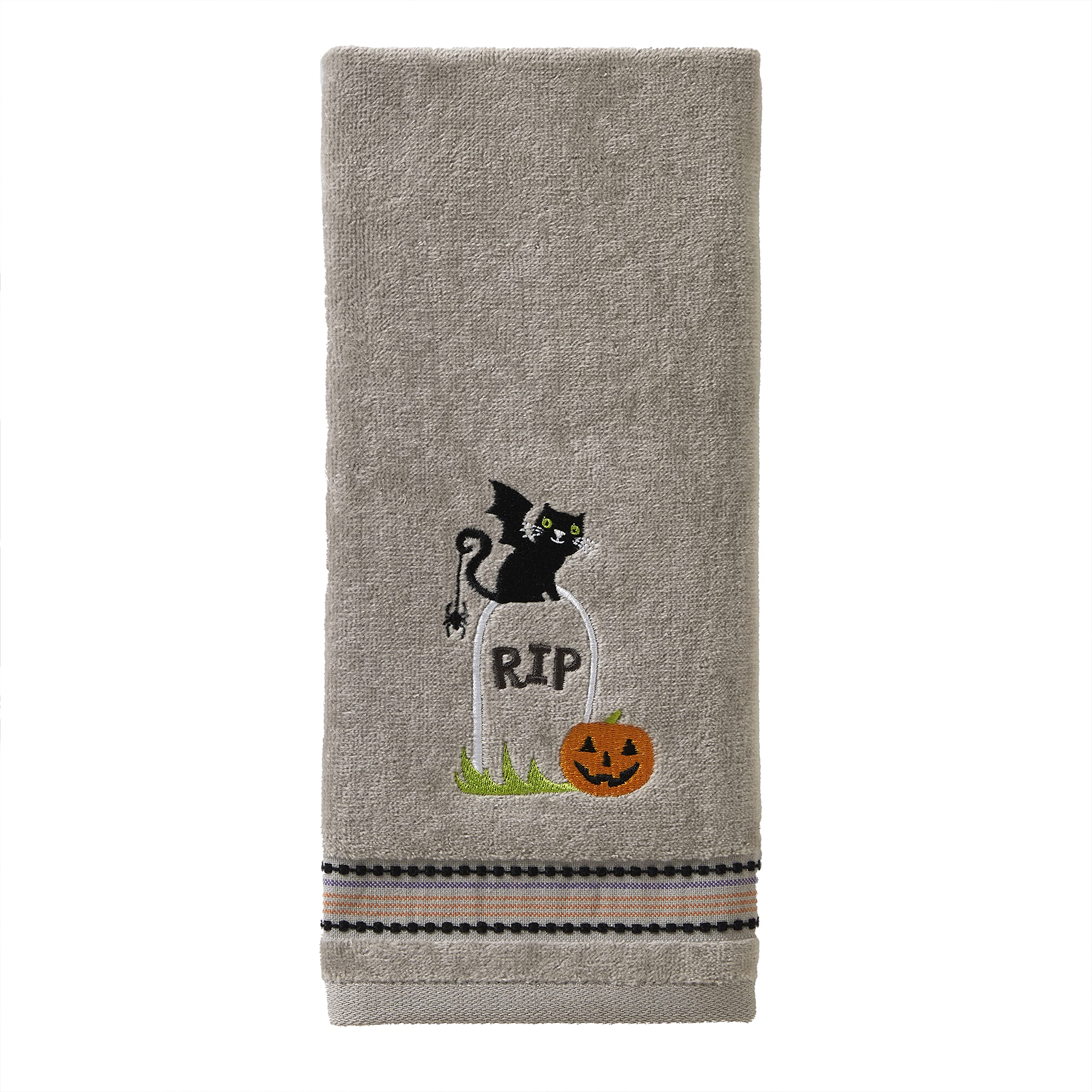 Skl Home Halloween Graveyard Cat Hand Towel Set For Bath/Kitchen/Bar & Gift, 2 Count
