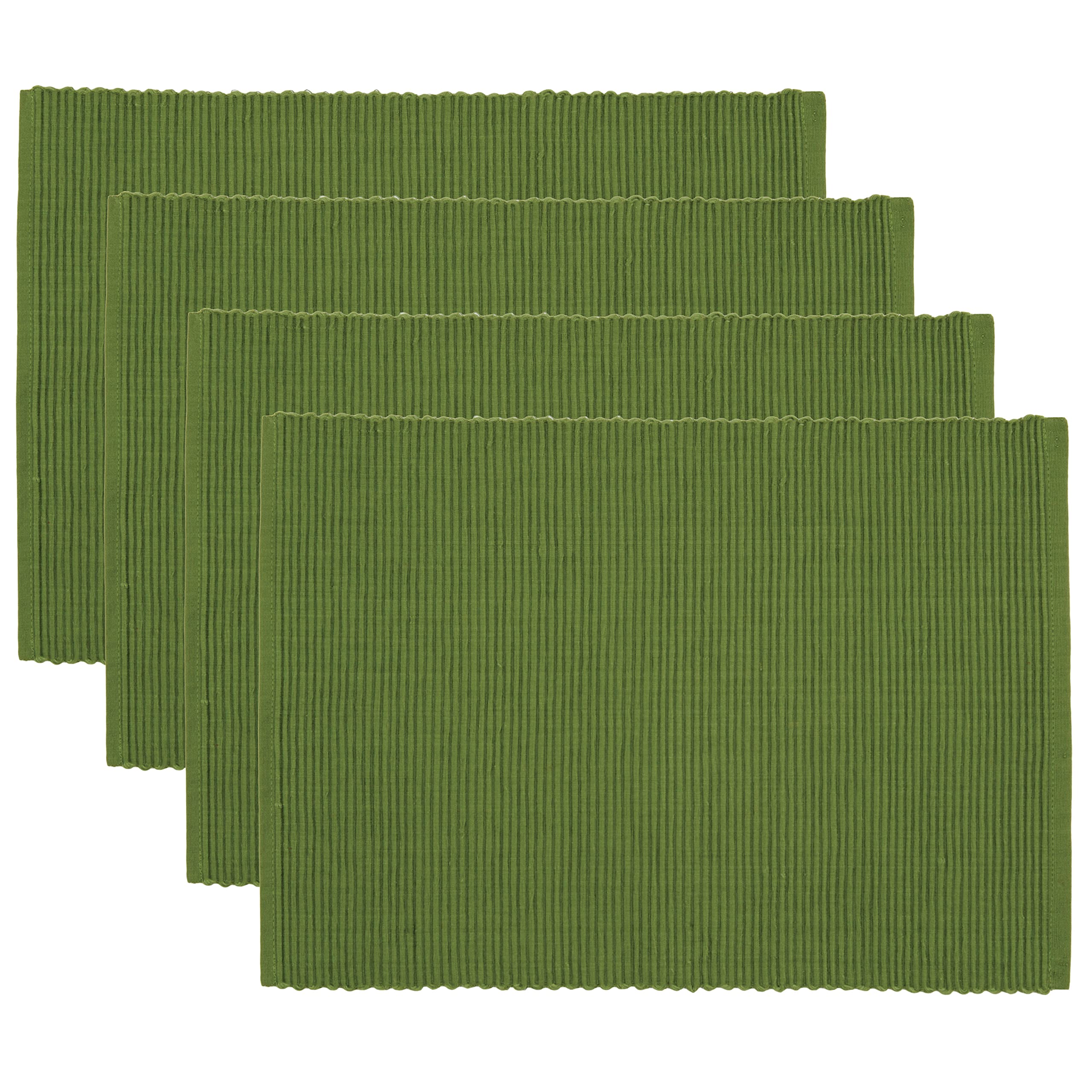 Now Designs Spectrum Placemats Thick Ribbed Cotton, Fir Green, 19X13 Inches, Set Of 4