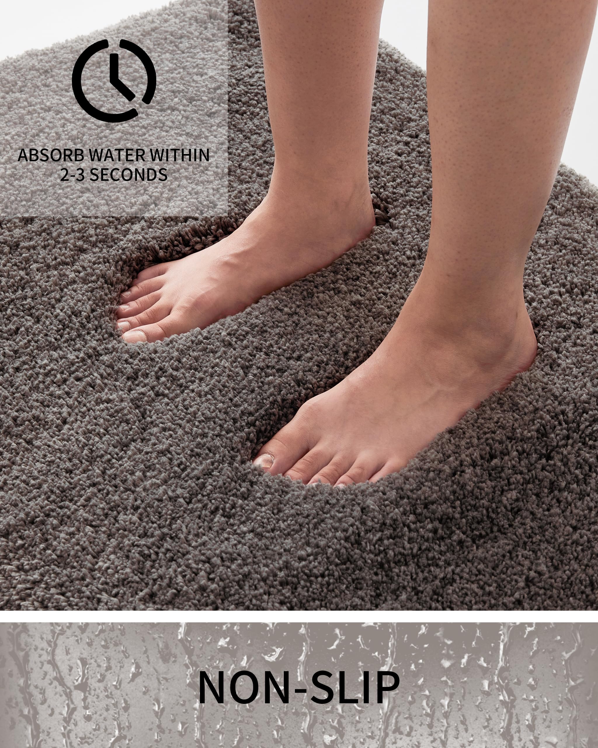 Ruggnovea Bathroom Rugs 24x59, Ultra Thick Shaggy Soft Absorbent Bath Rug, High Density Foam Latex Non Slip Backing, Machine Was