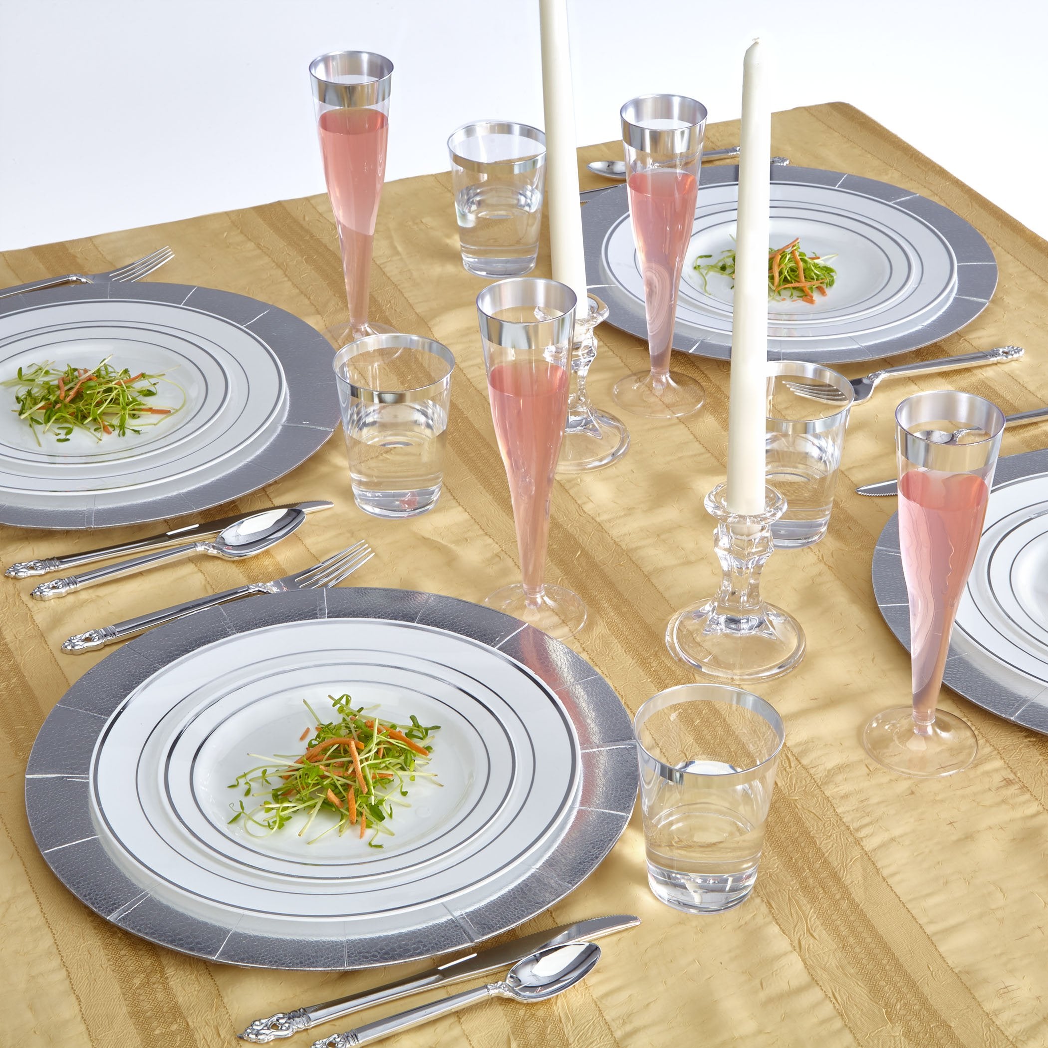Silver Spoons DISPOSABLE DINNERWARE SET  10 Salad Plates (Silver Glare  7.5')