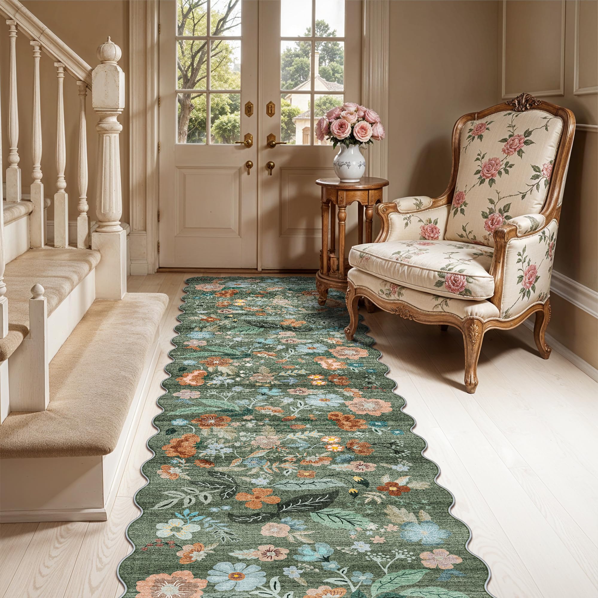 Washable 2x8 Hallway Runner Rug: Water-Resistant Kitchen Rug Soft Bedroom Carpet Non-Slip Indoor Hardwood Floor Mat for Entryway