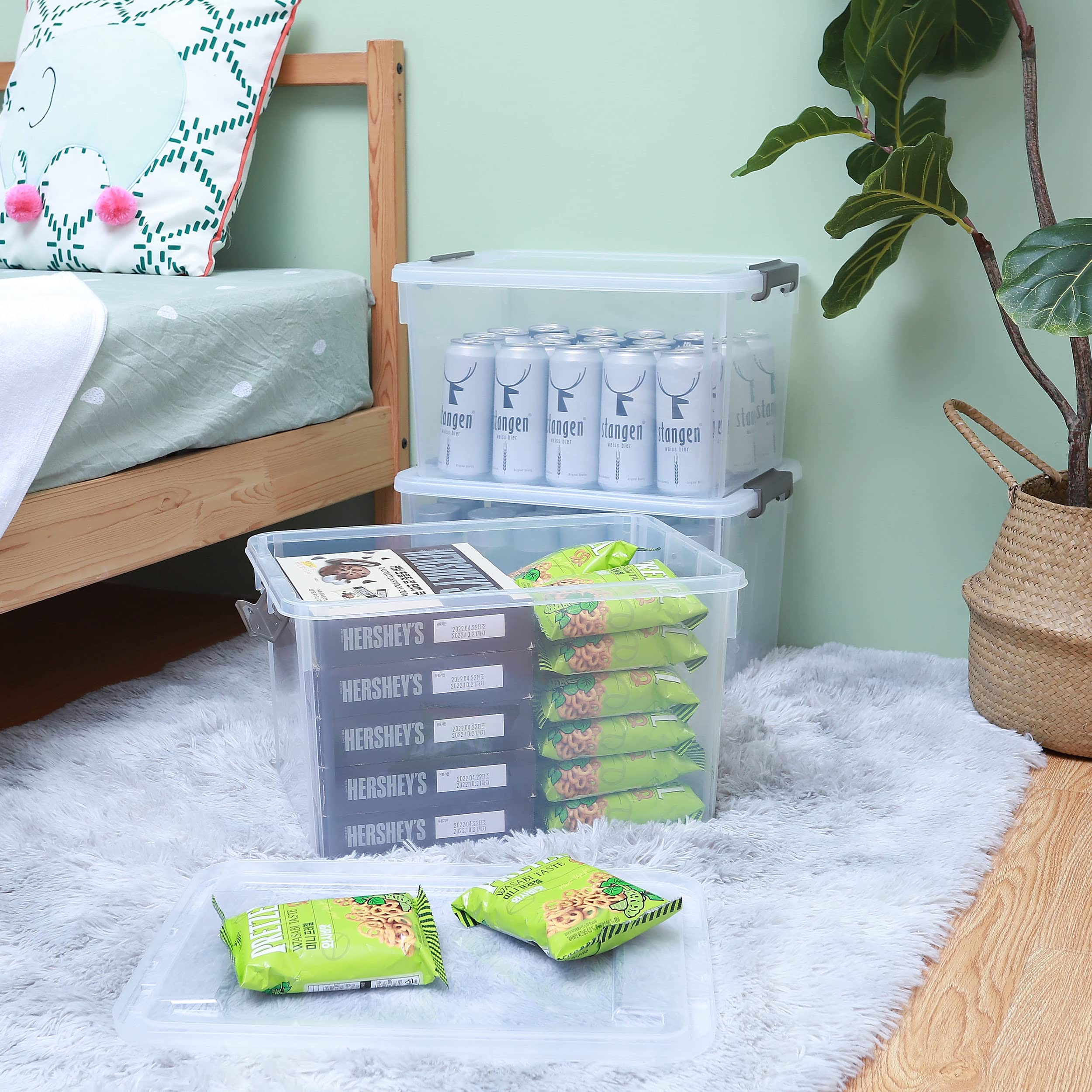 Citylife 32 Qt Plastic Storage Bins With Latching Lids Stackable Storage Containers For Organizing Large Clear Storage Box For G