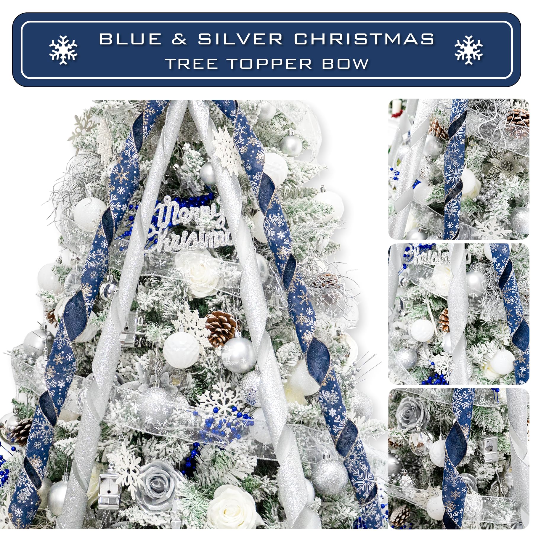 Hismir Christmas Tree Topper Bow