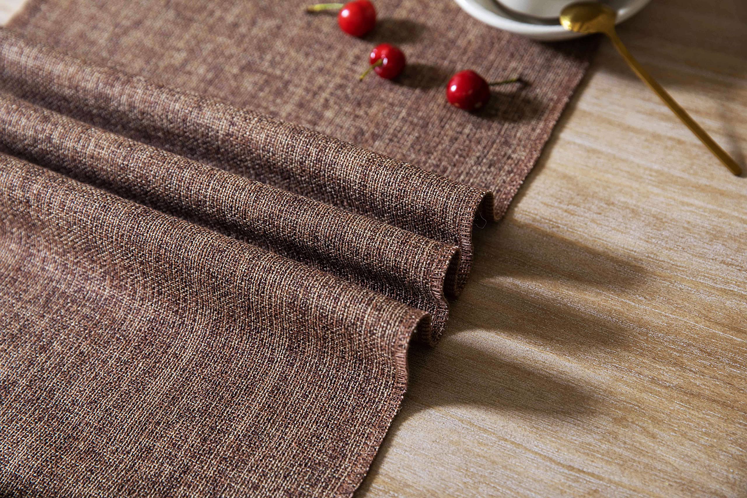 Zeemart Brown Table Runners 72 Inches Long, Burlap Linen Style Rustic Farmhouse Table Runner, Boho Woven Dining Table Runner, 13