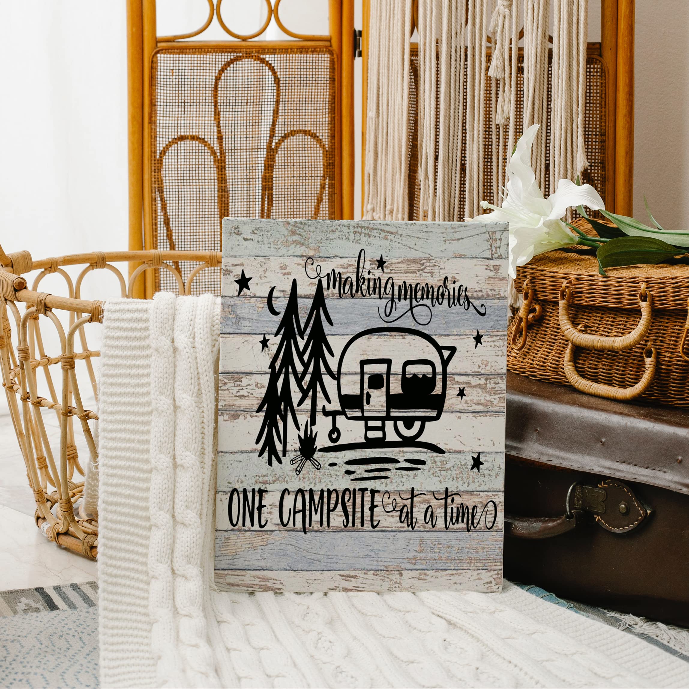 Funny Making Memories One Campsite At A Time Accent Canvas Wall Art Prints Artwork Signs Framed For Camper Decor Rv Room Bathroo