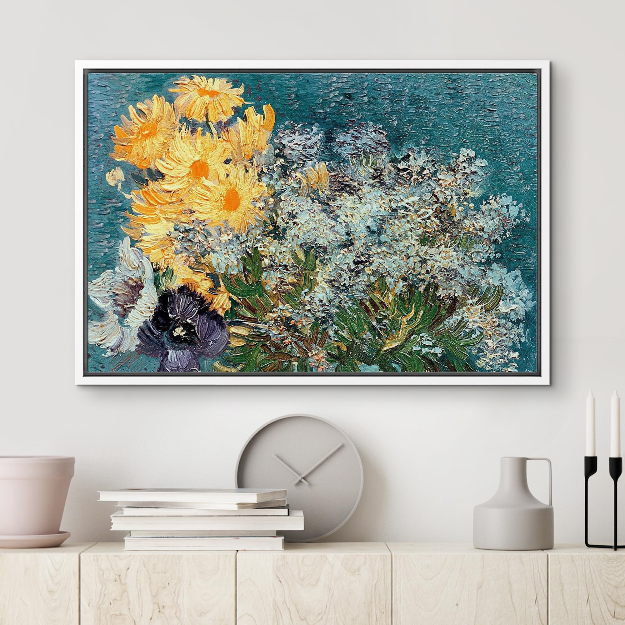 Wall26 Framed Canvas Print Wall Art Flower Bouquet By Vincent Van Gogh Nature Wilderness Illustrations Modern Art Decorative Flo