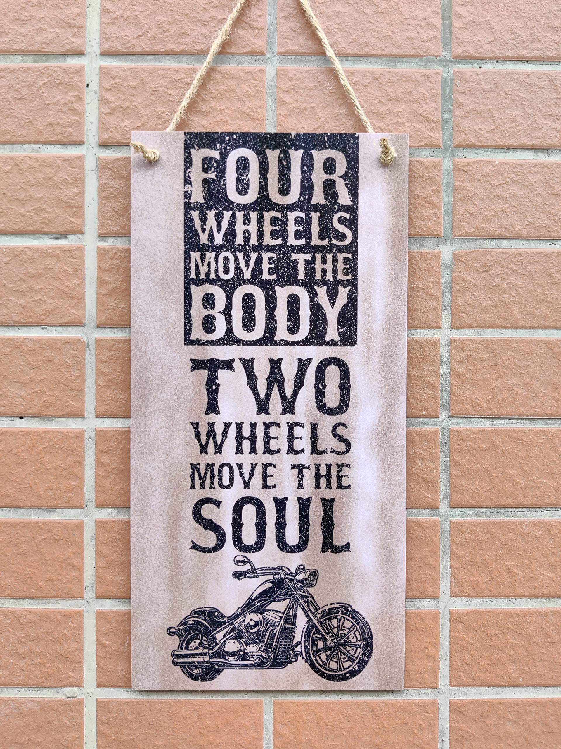 CARISPIBET Four wheels move the body two wheels move the soul Motorcycle signs Motorbike wall art gifts for riders home signs ga