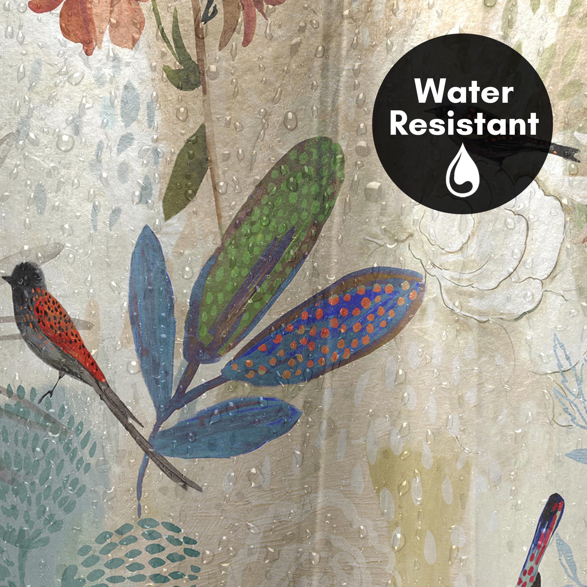 Americanflat 71X74 Floral Shower Curtain - 100% Polyester Shower Curtain - Water-Resistant Bath Curtain With Metal Grommets And