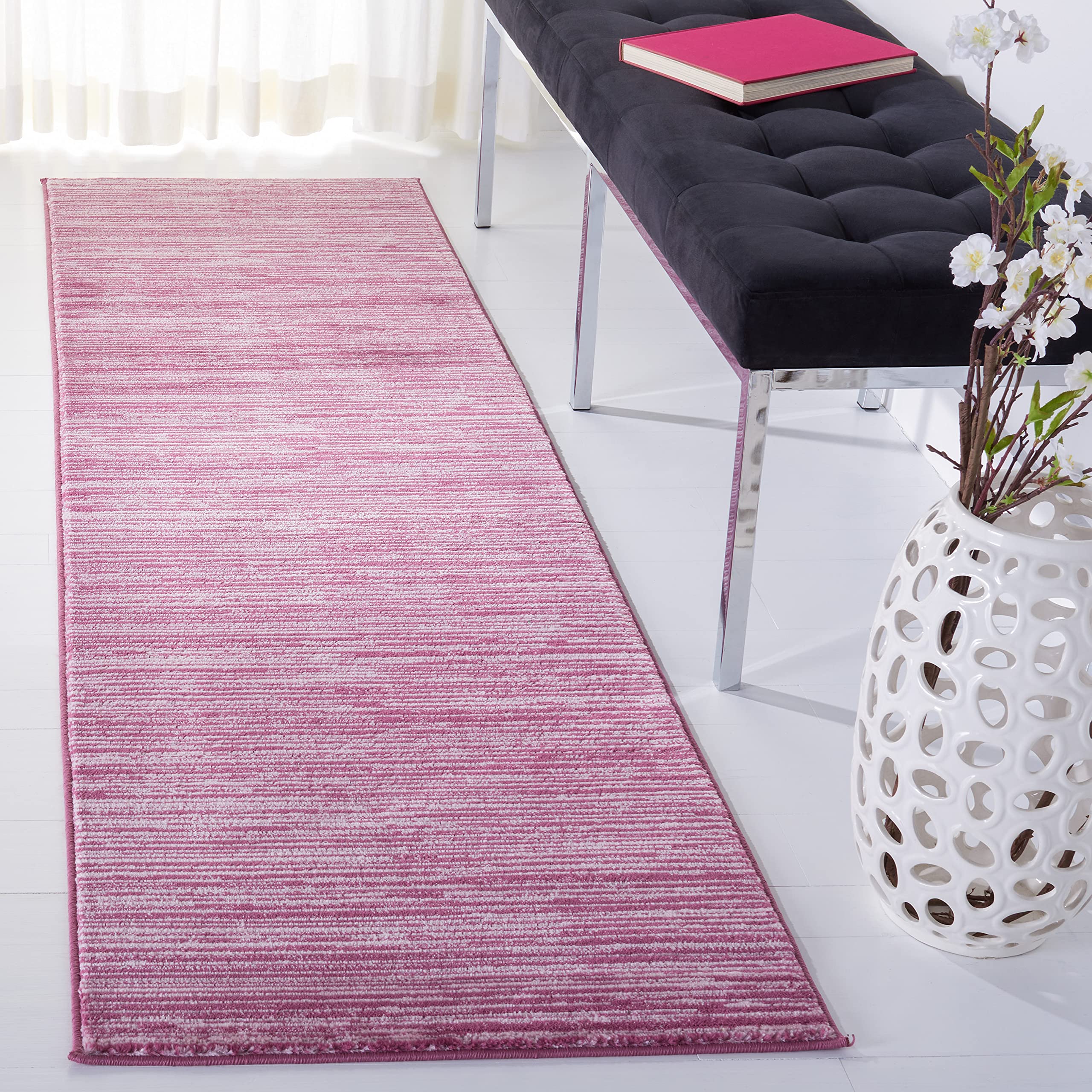 SAFAVIEH Vision Collection Runner Rug - 22 x 8, Grape, Modern Ombre Tonal Chic Design, Non-Shedding & Easy Care, Ideal for Hig