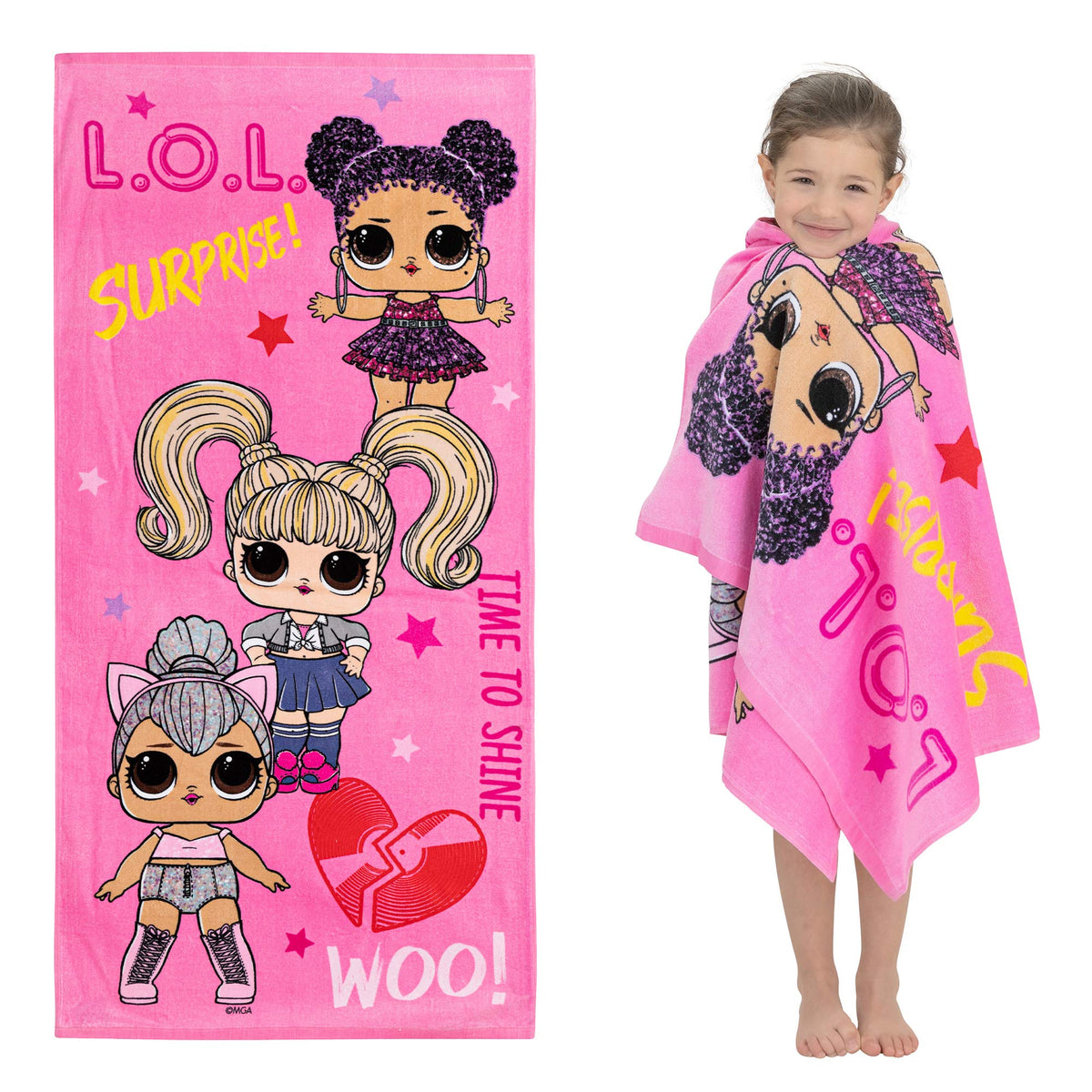 Franco Kids Super Soft Cotton Bath/Pool/Beach Towel, 58 In X 28 In, Lol Surprise