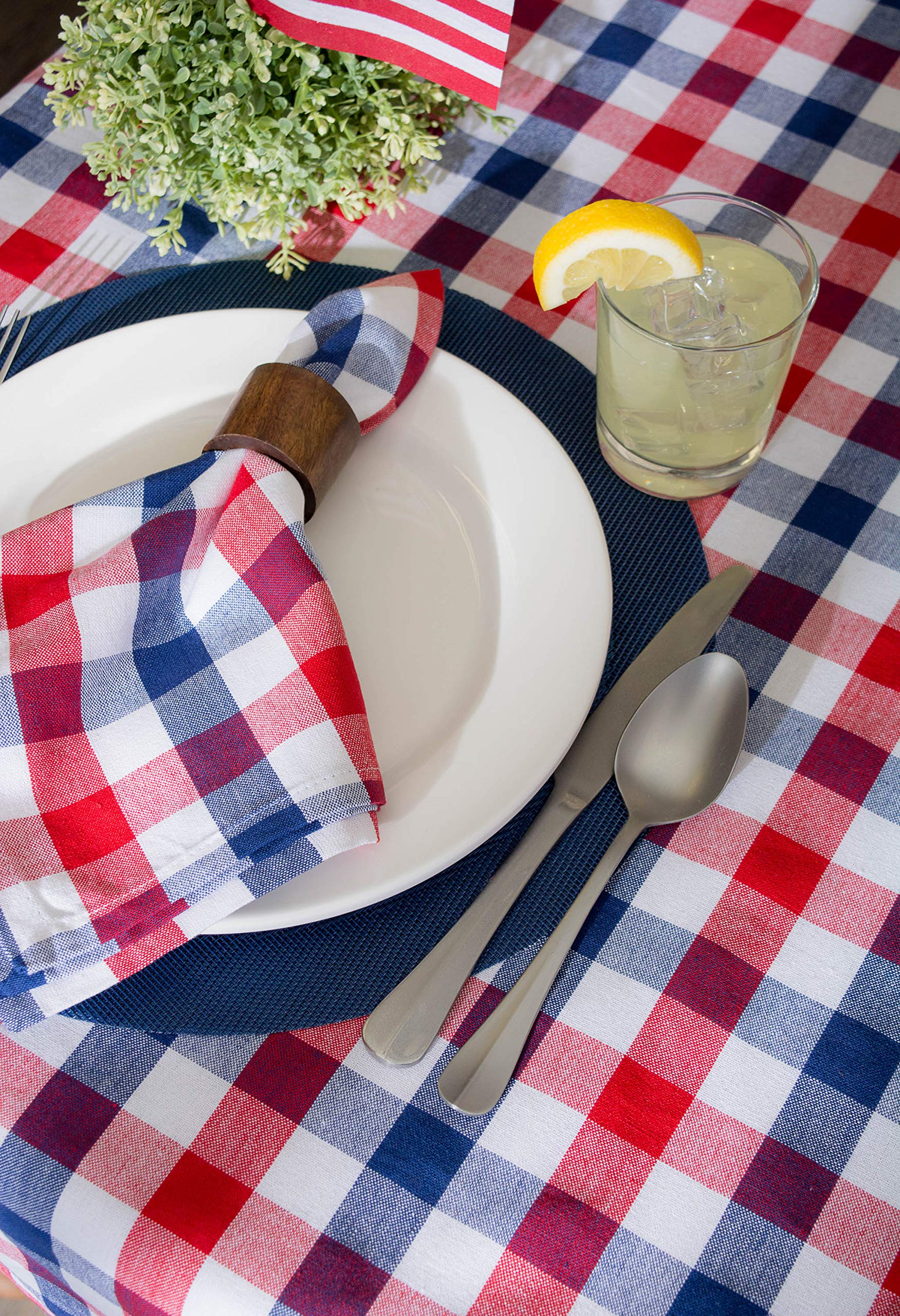 Dii 4Th Of July Tabletop Collection, Tablecloth, 60X84, Red, White & Blue Check