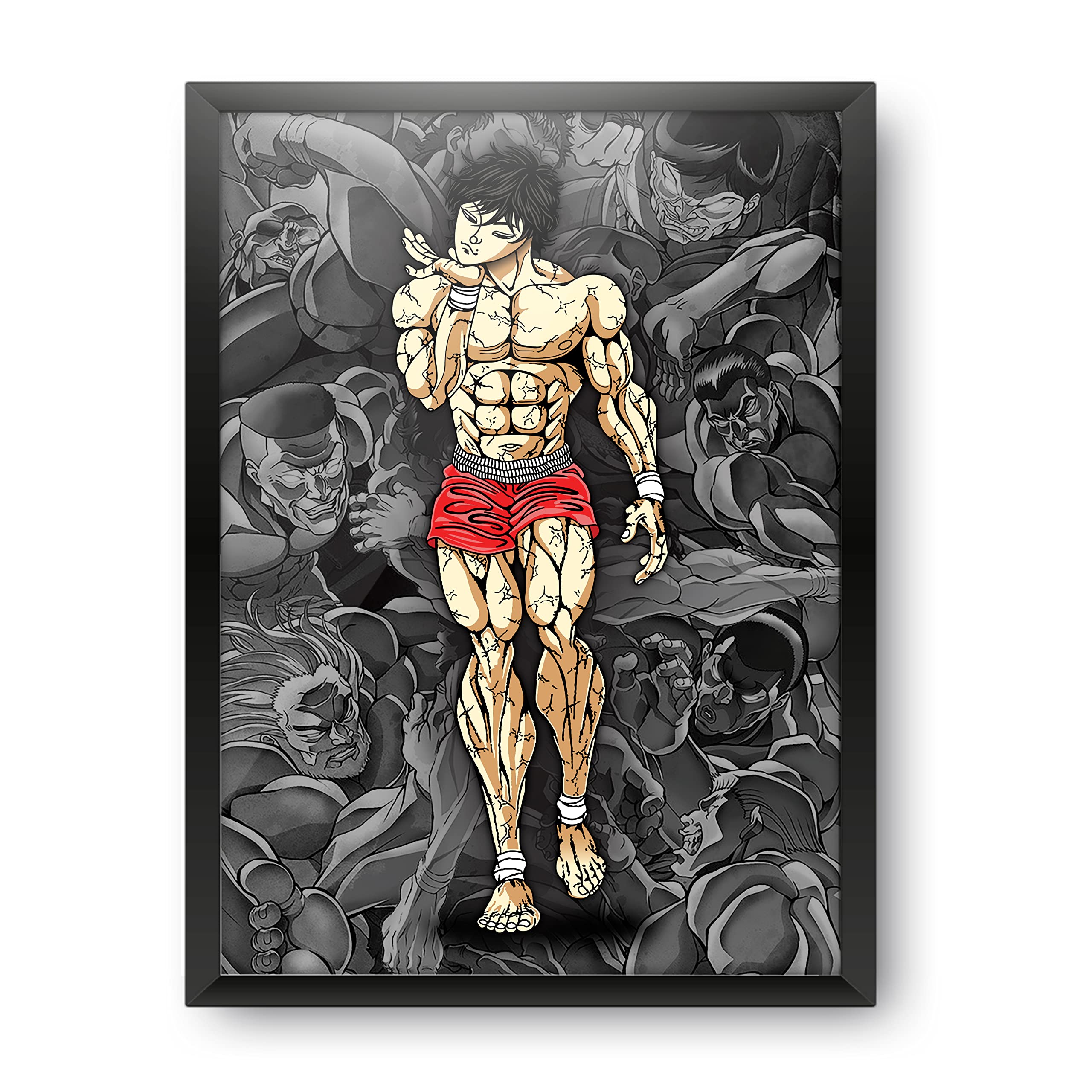 Epic Stuff - Baki - The Grappler Design A4 Wall Poster (With Frame) - Best Gifts For Baki/Anime Fandom/Great Accessory For Home