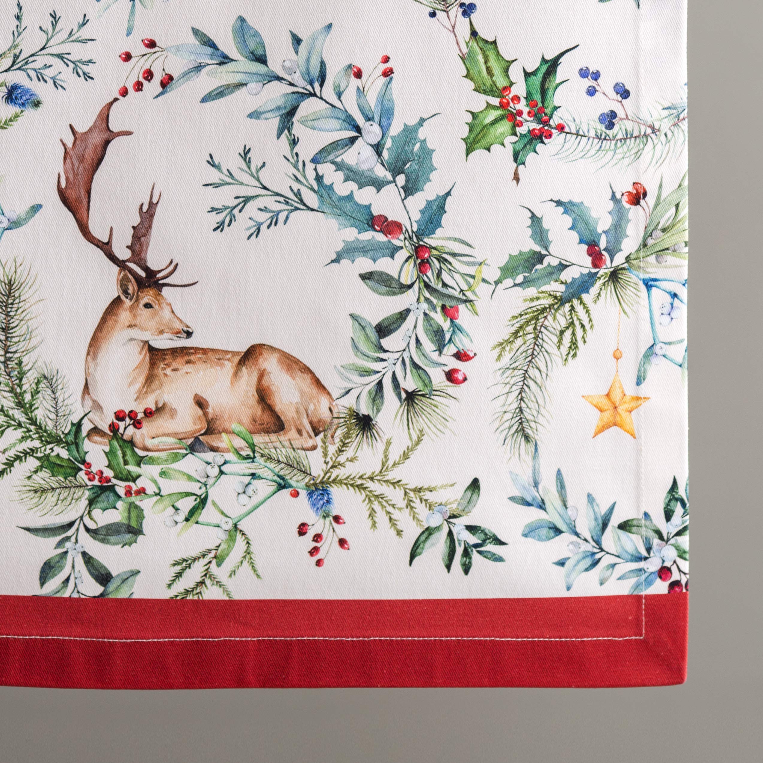 Maison d' Hermine Cotton Table Runner, 14.50"x108", Holly Time, Decorative for Home, Wedding, Thanksgiving, Christmas