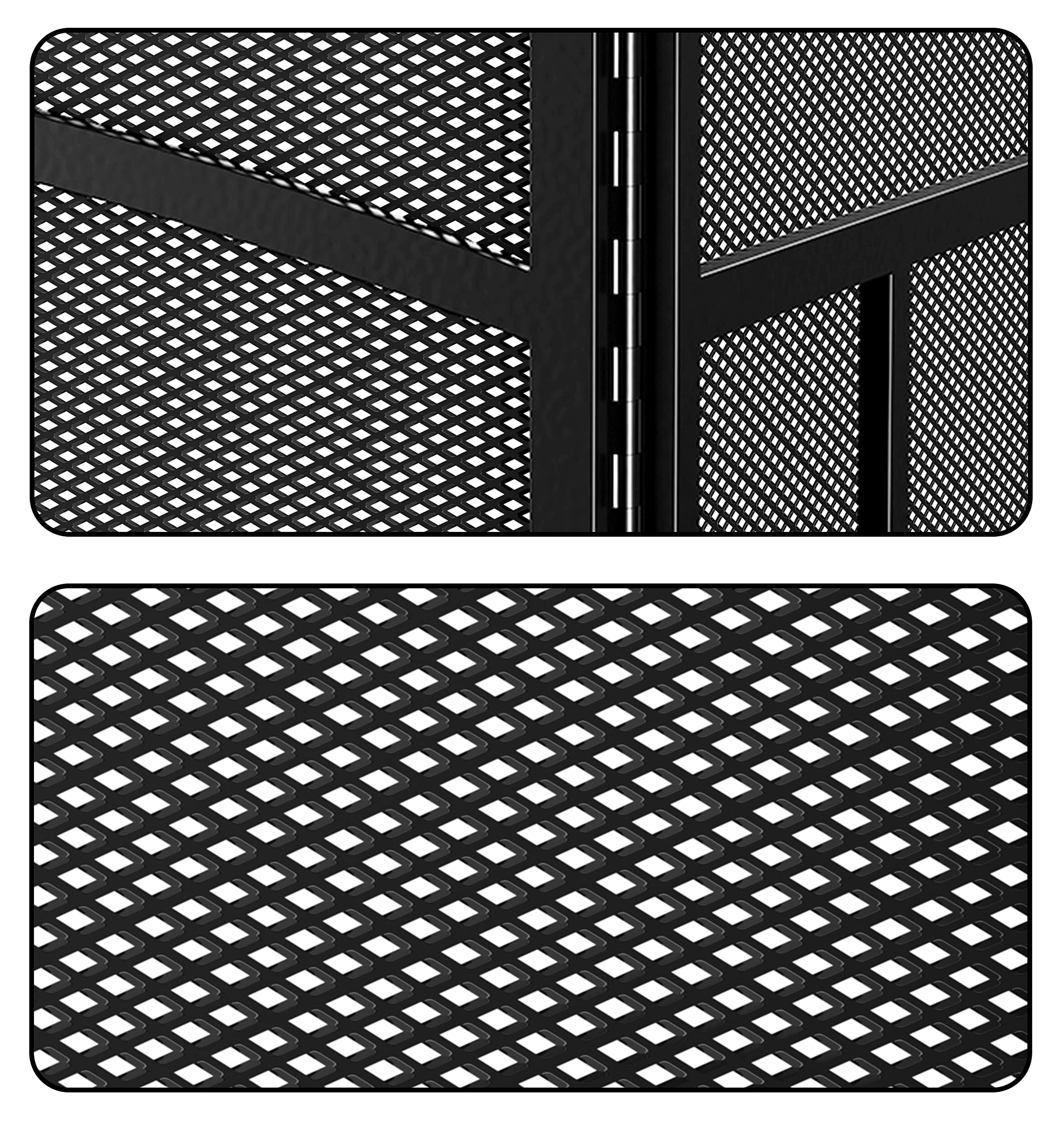 Fire Beauty Fireplace Screen 3 Panel Wrought Iron 48 ''(L) x 29 ''(H) Spark Guard Cover(Black)