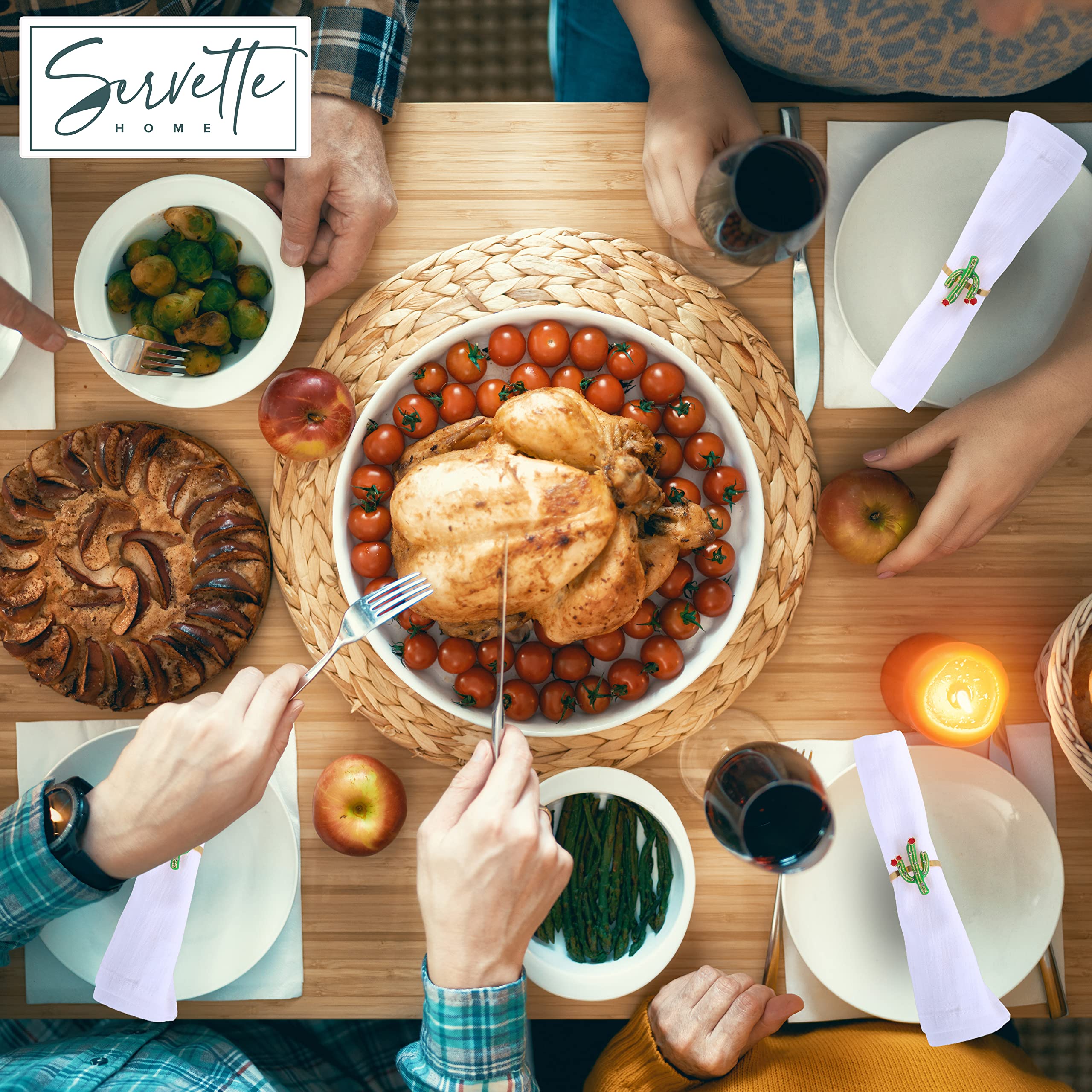 Cactus Napkin Rings Set Of 6 Metal