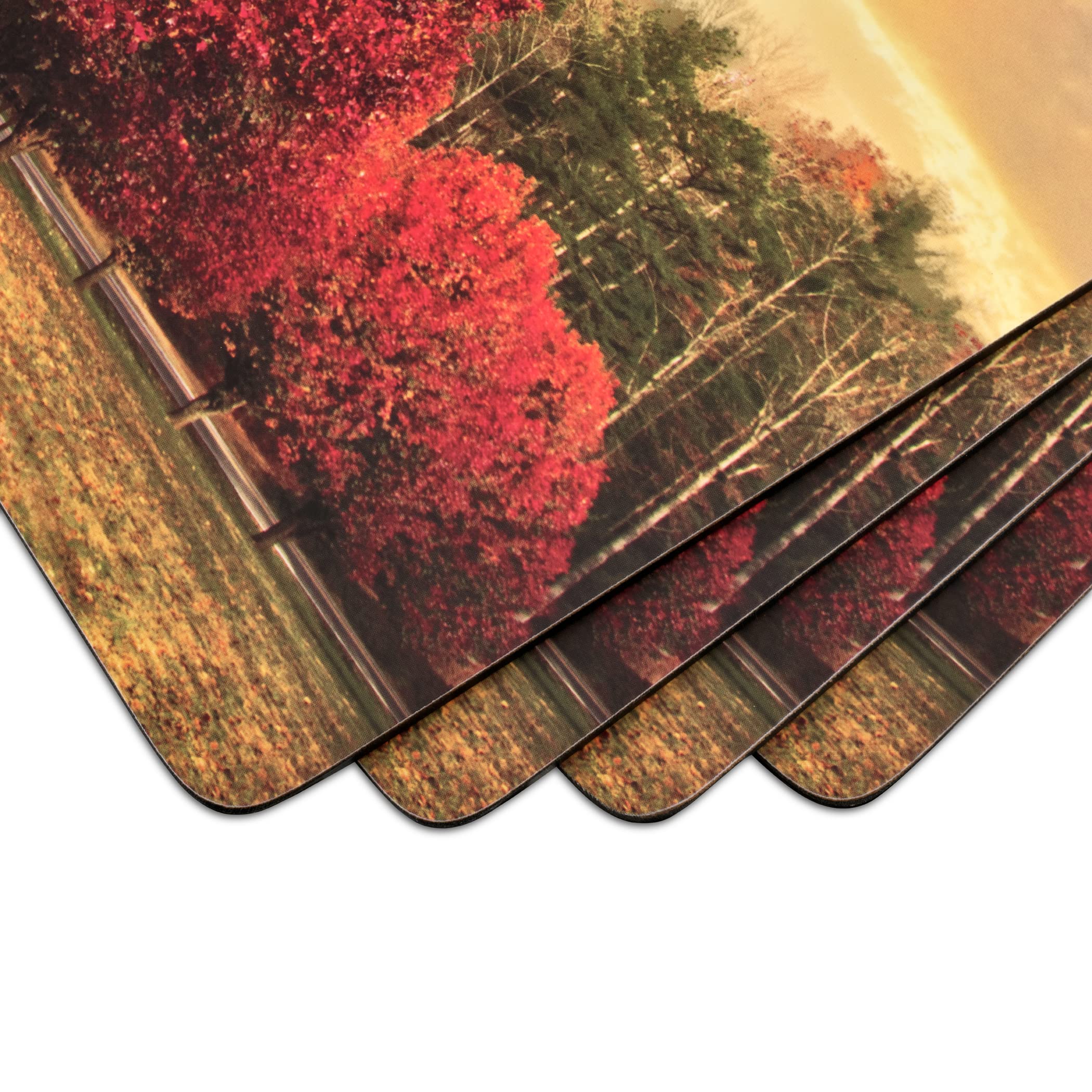 Pimpernel Crimson Trees Collection Placemats | Set of 4 | Heat Resistant Mats | Cork-Backed Board | Hard Placemat Set for Dining Table | Measures 15.7  x 11.7  Multicolor