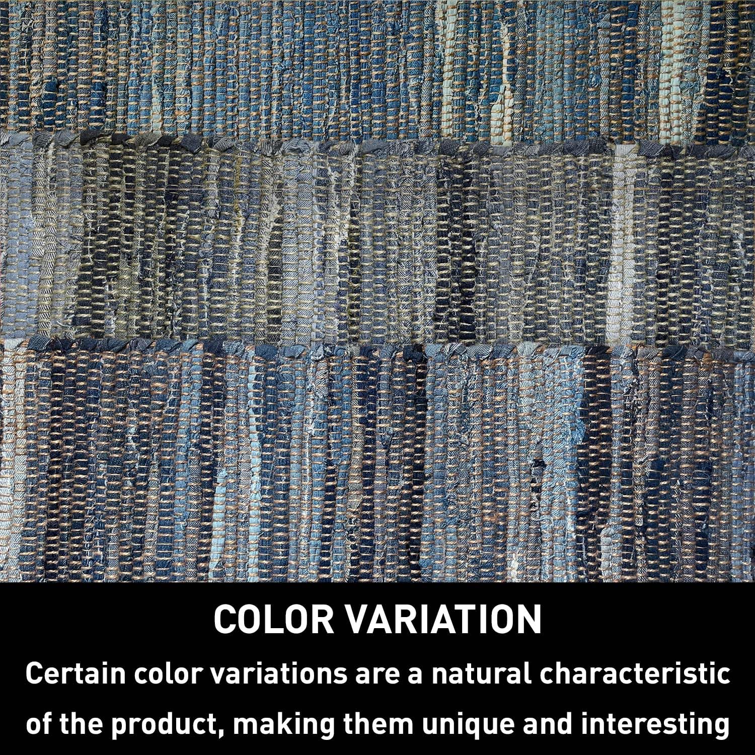 Chardin Home Eco Friendly Denim Chindi/Jute Table Runner, Size: 14''X72''