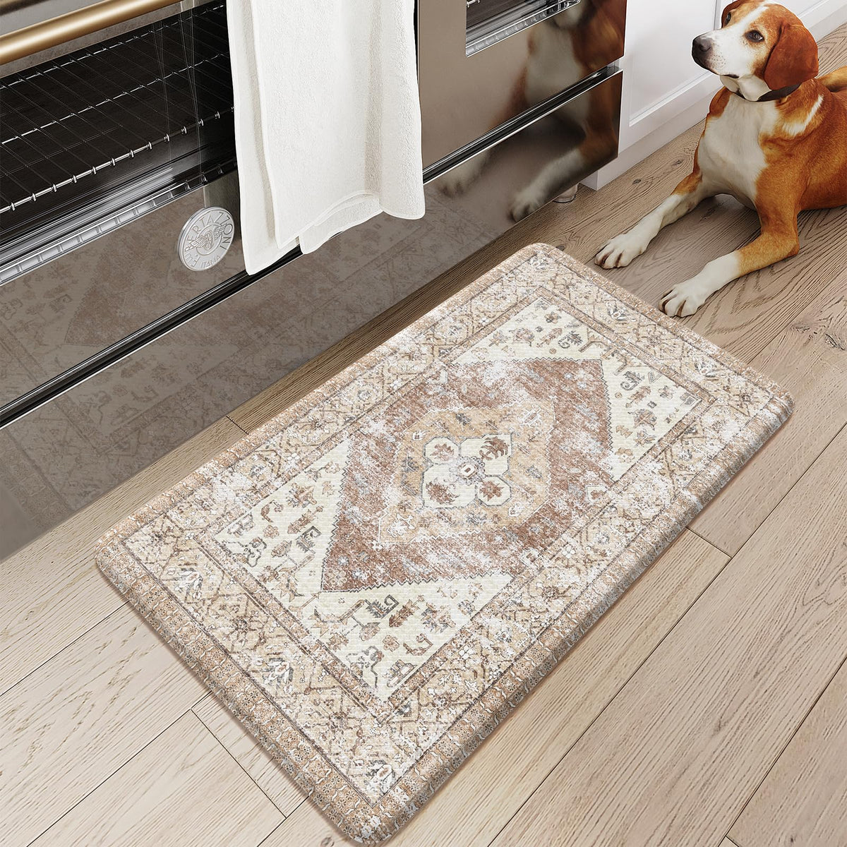 Sungea Farmhouse Anti Fatigue Mats For Kitchen Floor, Distressed Kitchen Rugs Non Slip Cushioned Kitchen Floor Mats, Ergonomic W