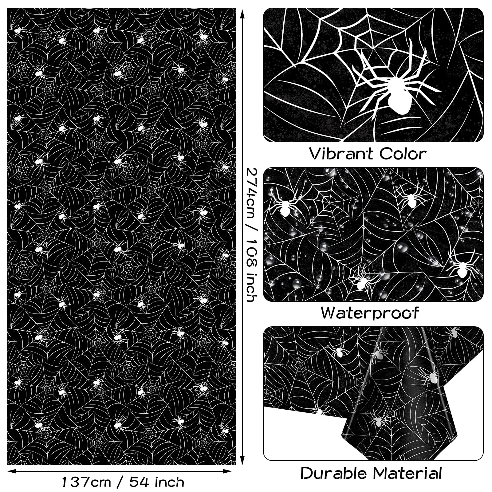 Trewave 3 Pack Halloween Spiderweb Tablecloth Rectangular Plastic Spider Web Table Cloth Large Size Table Covers For Home Decor