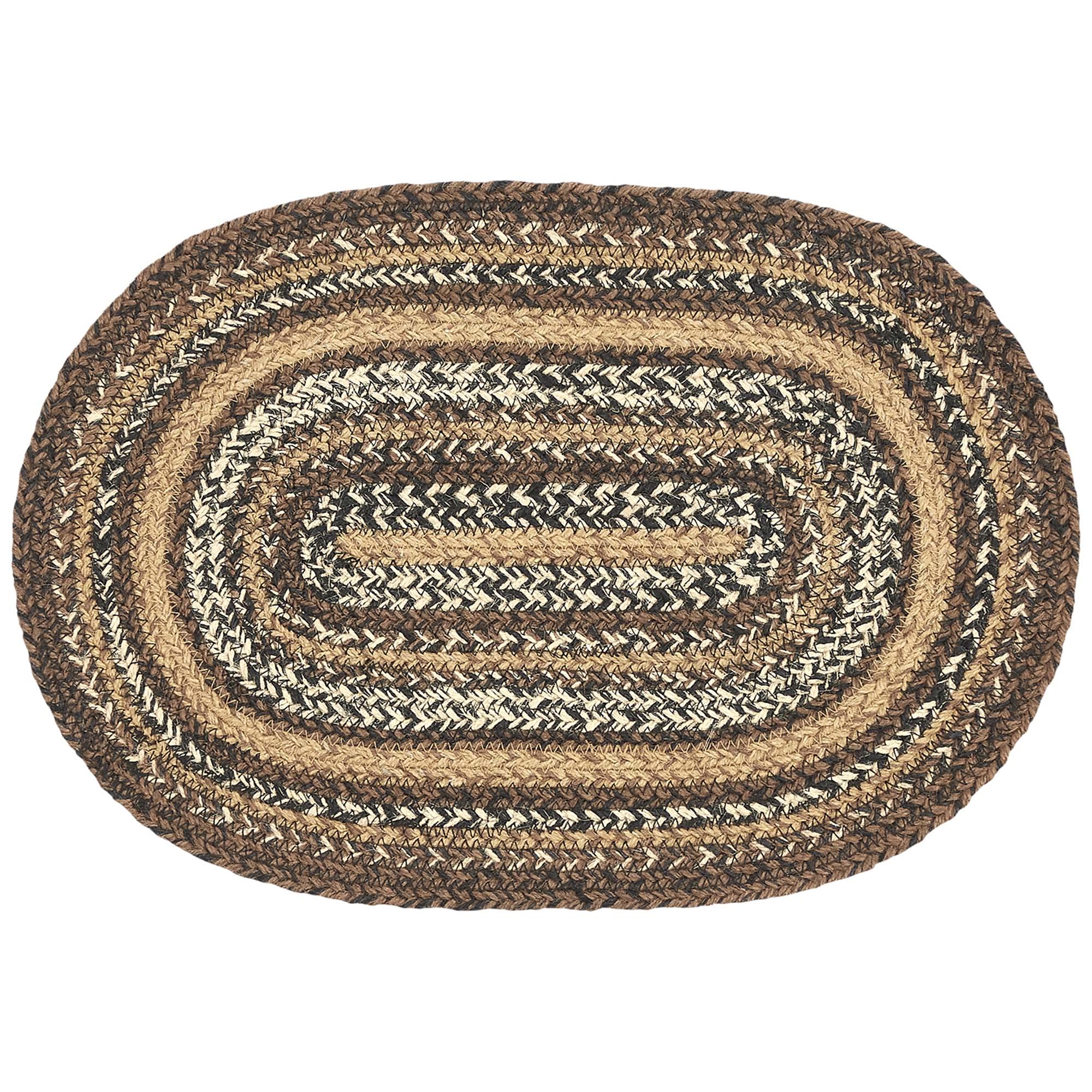 Vhc Brands Country Espresso Table Placemat, Brown Black Tan, Jute Blend, Oval, 12X18 Inches