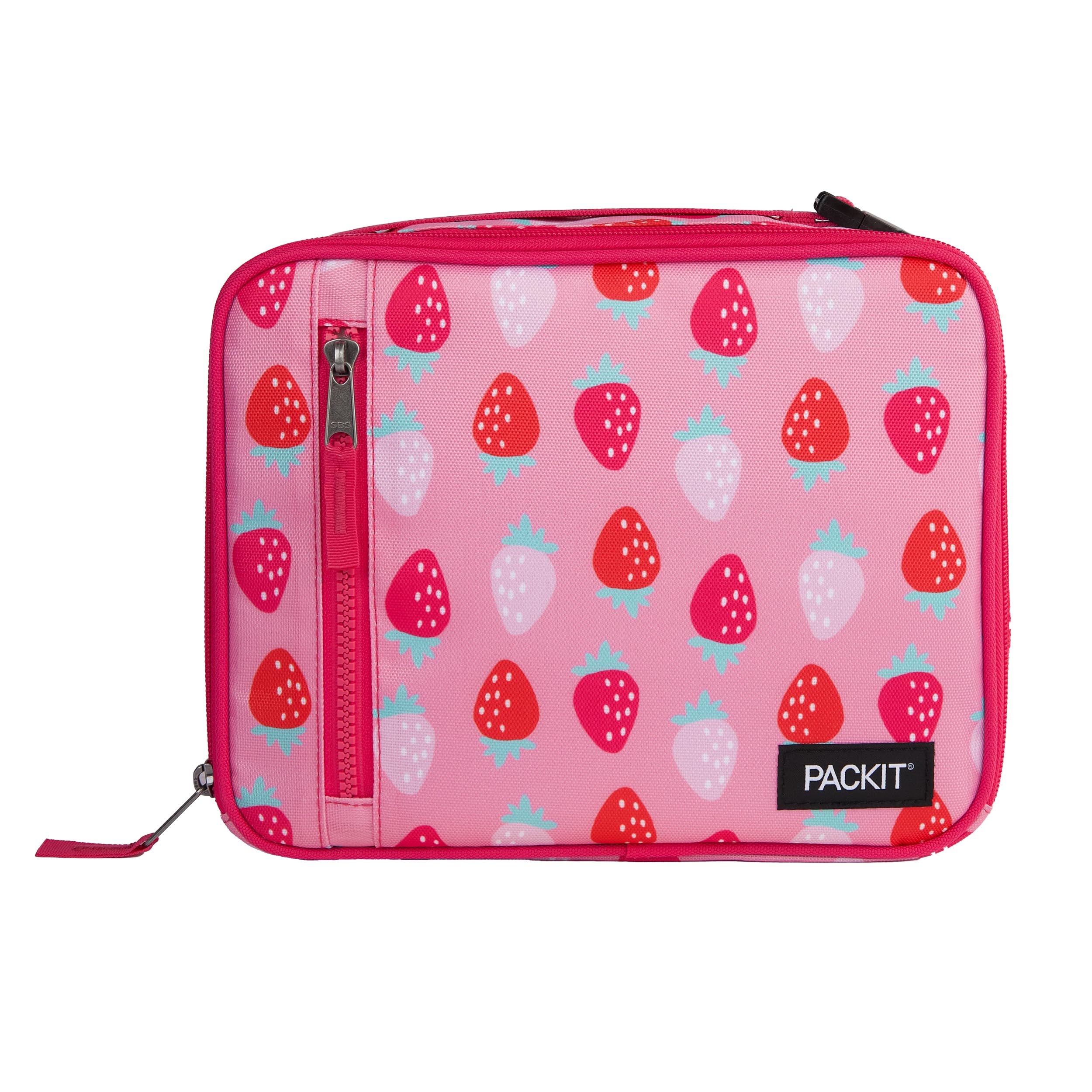 PackIt Freezable Classic Lunch Box, Sweet Strawberry, Built with ECOFREEZE Technology, Collapsible, Reusable, Zip Closure With Z