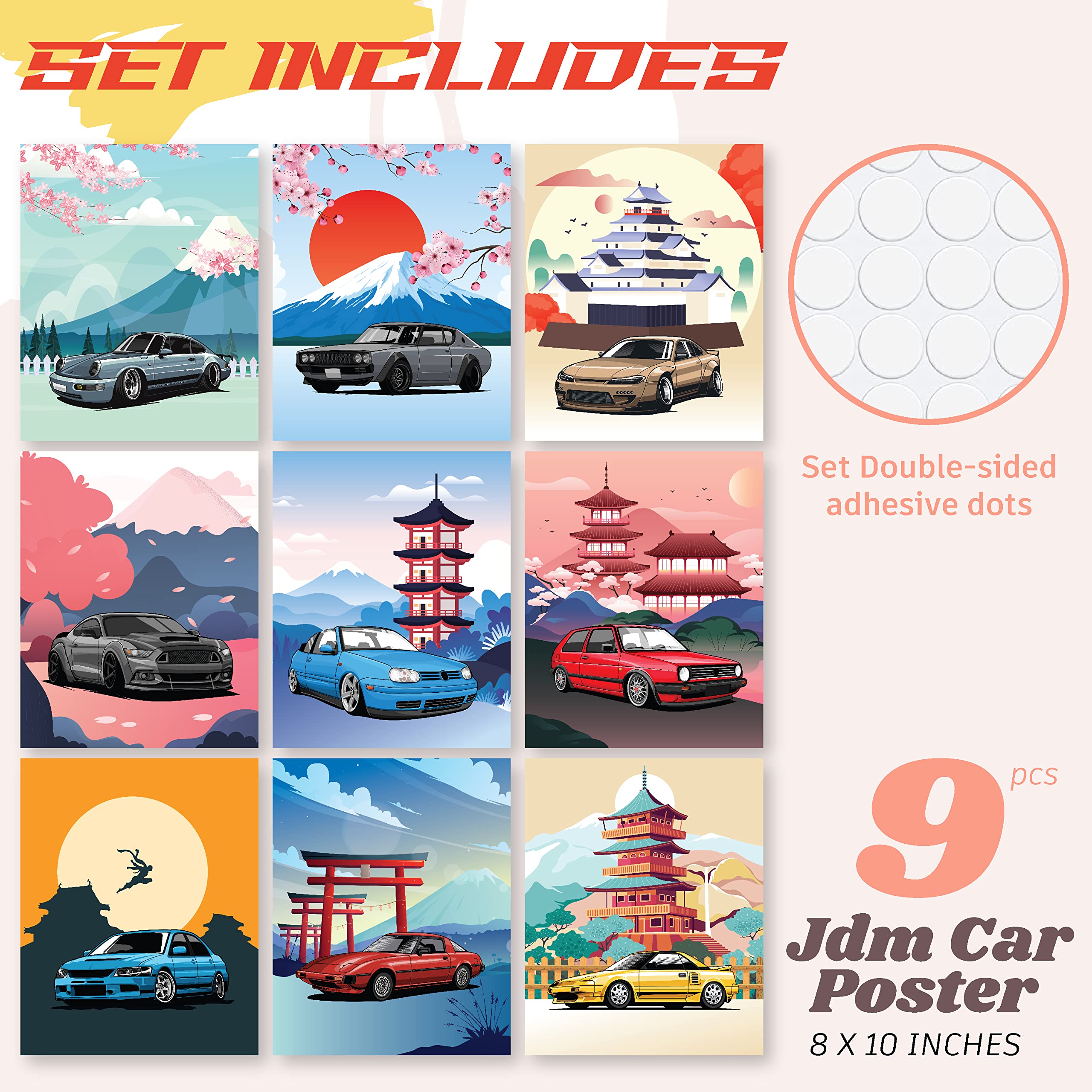 97 Decor Jdm Poster - Jdm Cars Posters for Men  Jdm Car Wall Art  Vintage Cars Pictures for Wall Bedroom  Classic Car Art Prints  Japanese Car Accessories for Boys Room Decorations (8x10 UNFRAMED)