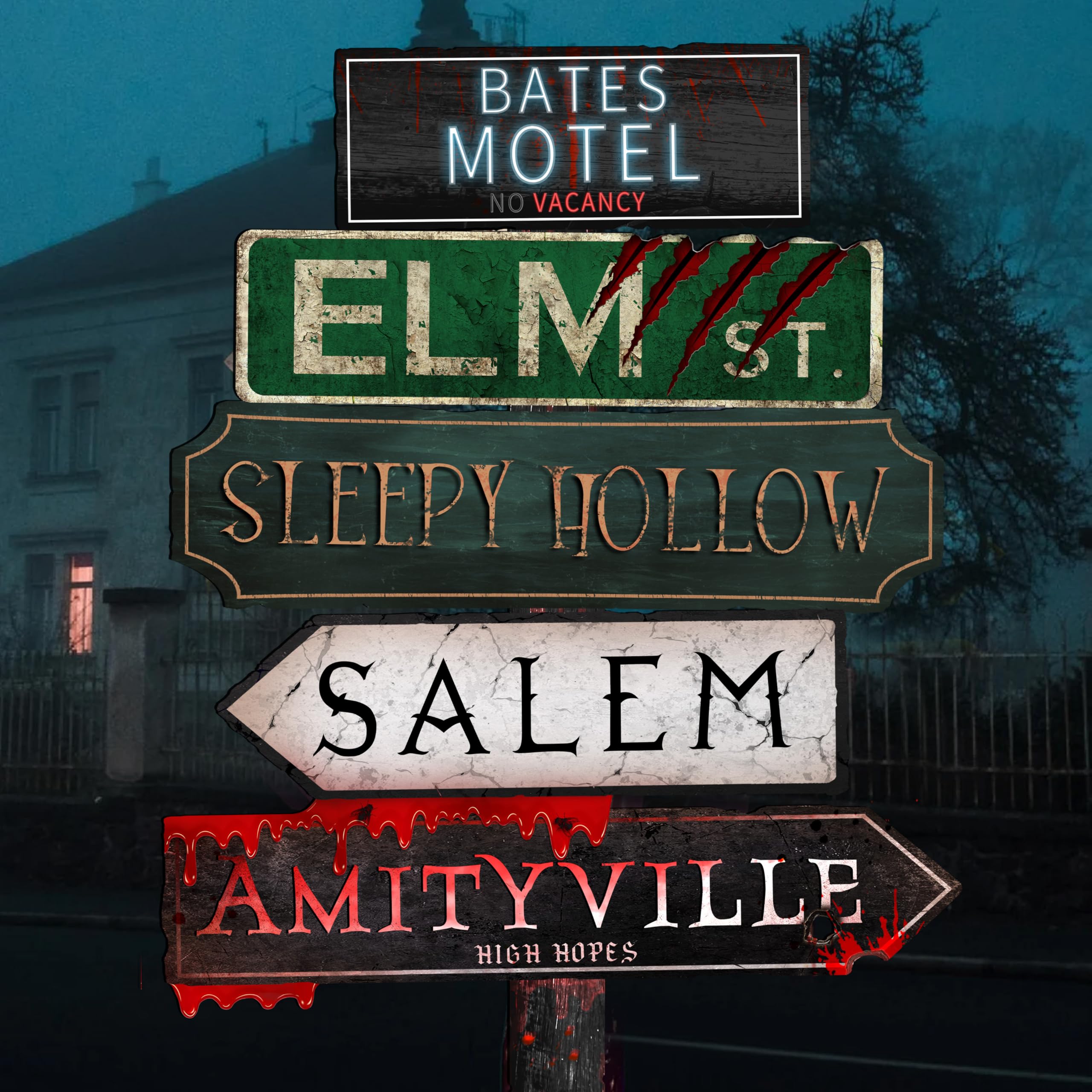 flinelife Horror Movie Street Signs,16X12, Elm Street Sign - Perfect For Horror Movie Lovers Gift