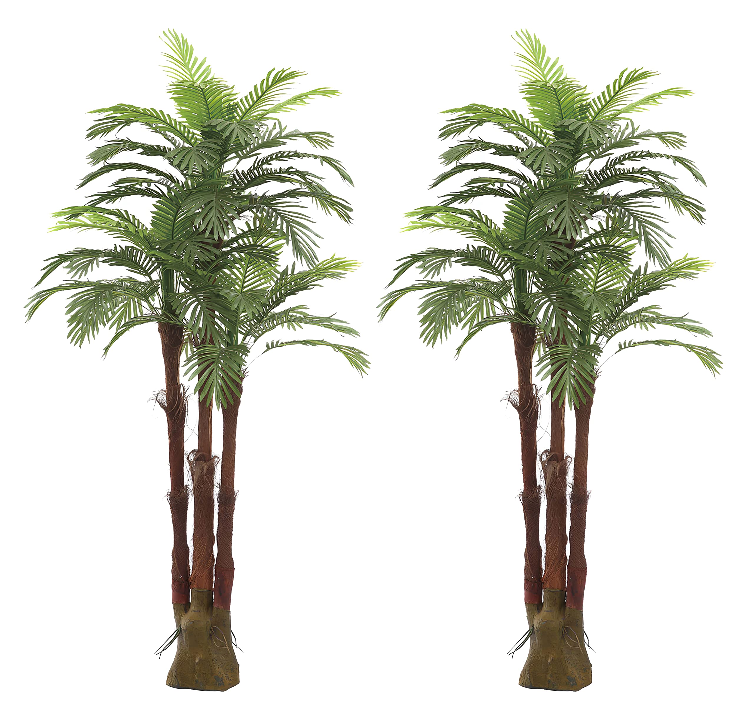 AMERIQUE Pair Gorgeous 6 Feet Triple Tropical Palm Artificial Plant Tree with Standable Trunk, Real Touch Technology, with UV Pr