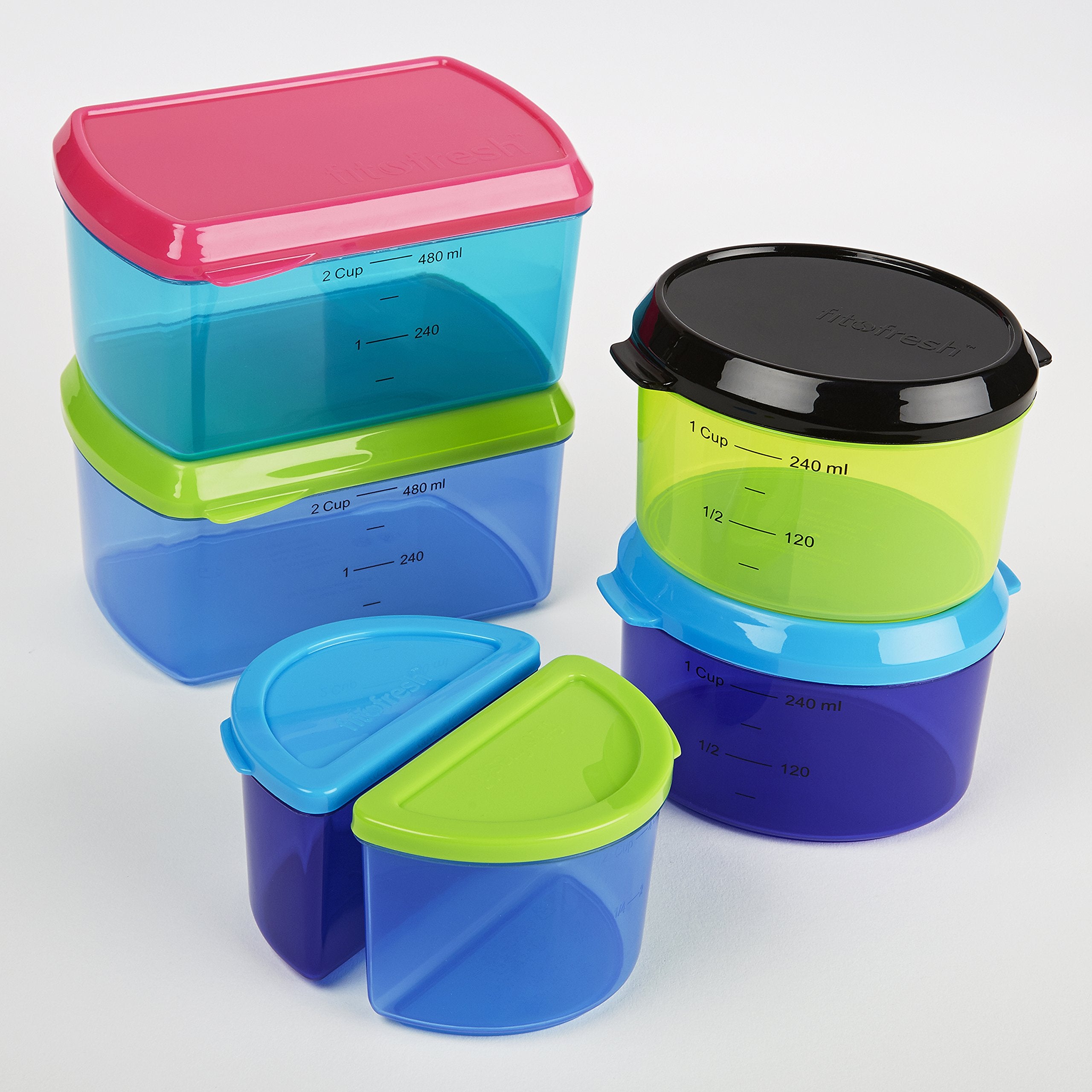 Fit & Fresh Kids' Reusable Lunch Box Container Set With Built-In Ice Packs, 14-Piece Healthy Lunch And Snack Kit, Bpa-Free Micro