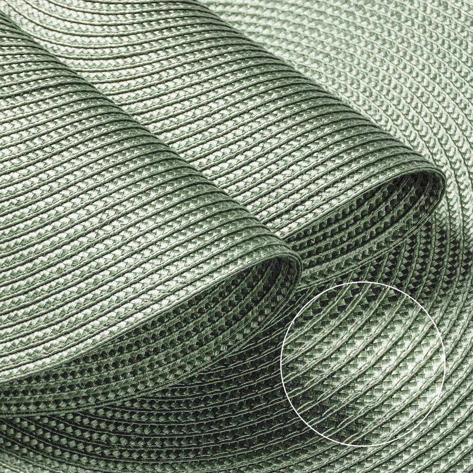 Funwheat Round Braided Placemats Set Of 6 Place Mats For Dining Tables Woven Washable Non-Slip Table Mats 15 Inch(Fog Green, 6Pc