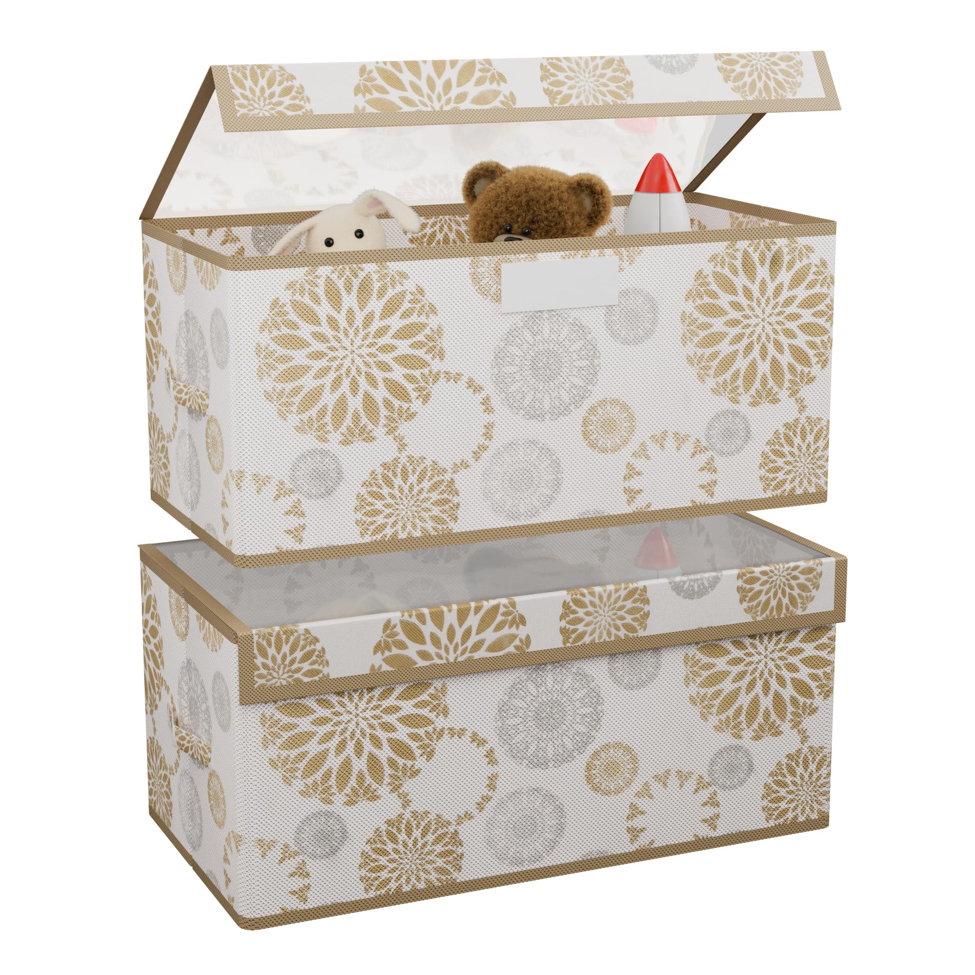 Kuber Industries 2 Pcs Storage Box With Transparent Lid | Medium & Large Size | Foldable Almirah Dress Closet Organizer Boxes Fo