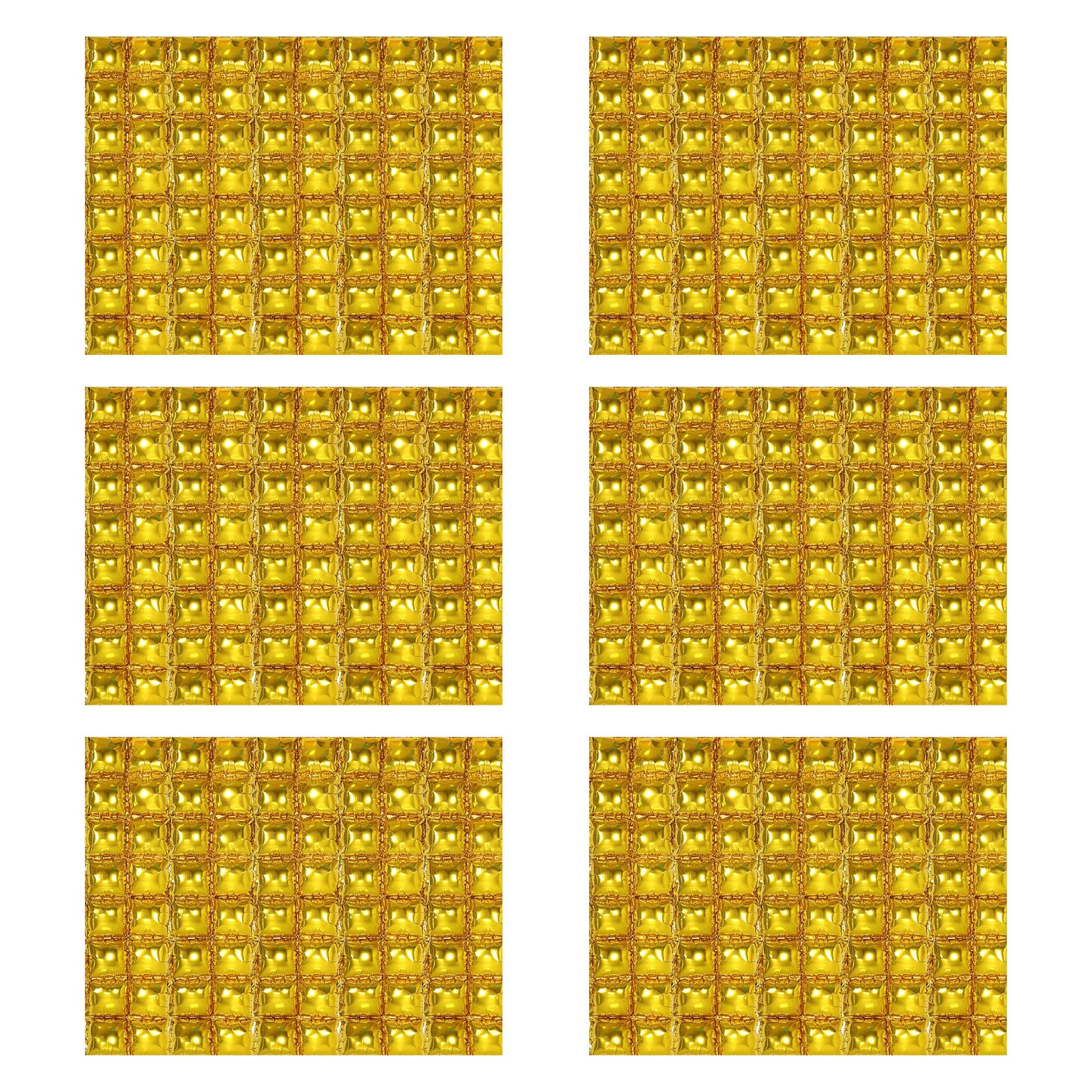 Birthday Popper 6 Pcs Golden Backdrop Cube Foil Balloon Curtain Ideal Decoration for Marriage, Birthday, Haldi Function, Anniver